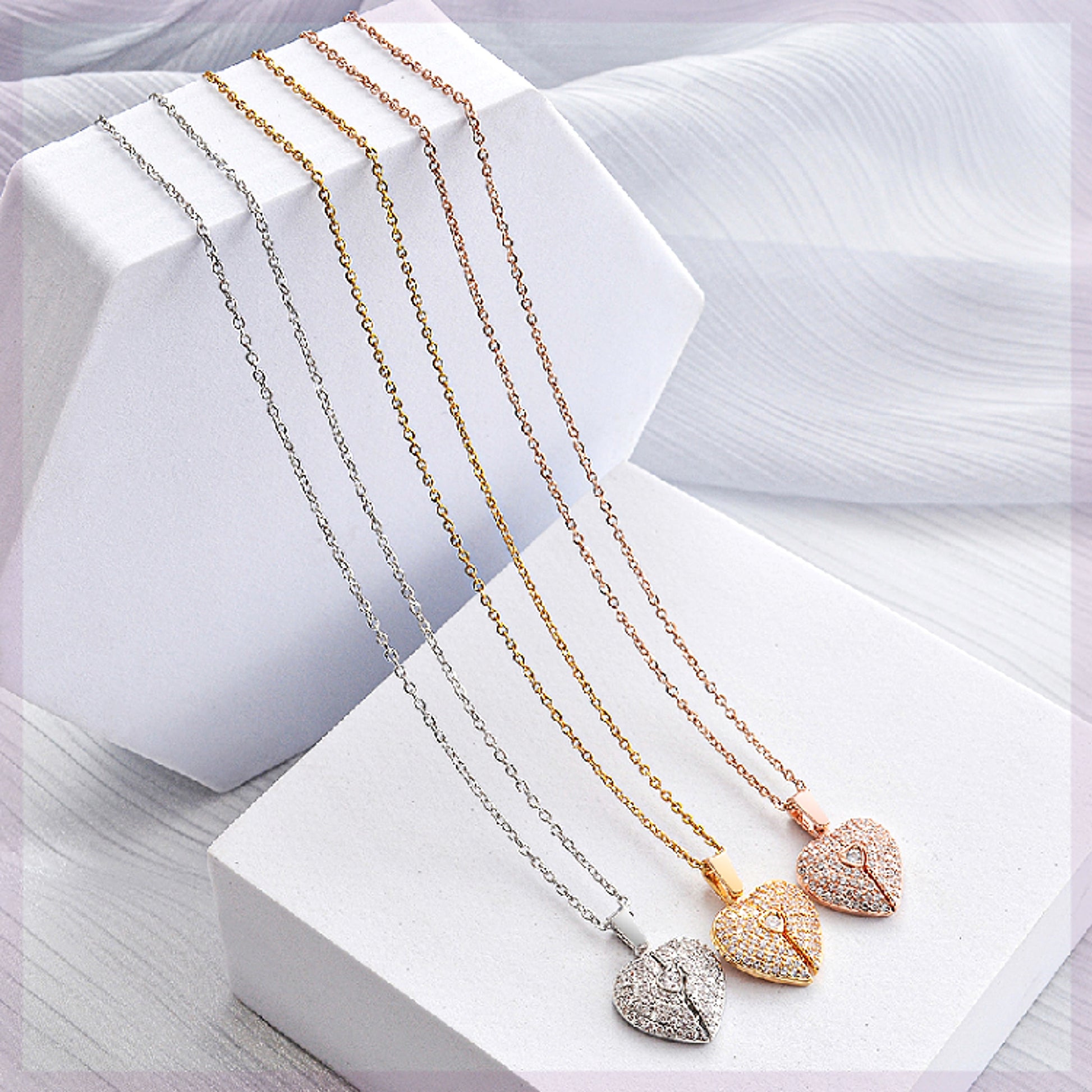 Personalized Women Chain Necklace Custom Engraved Heart Name - enhanced image 8
