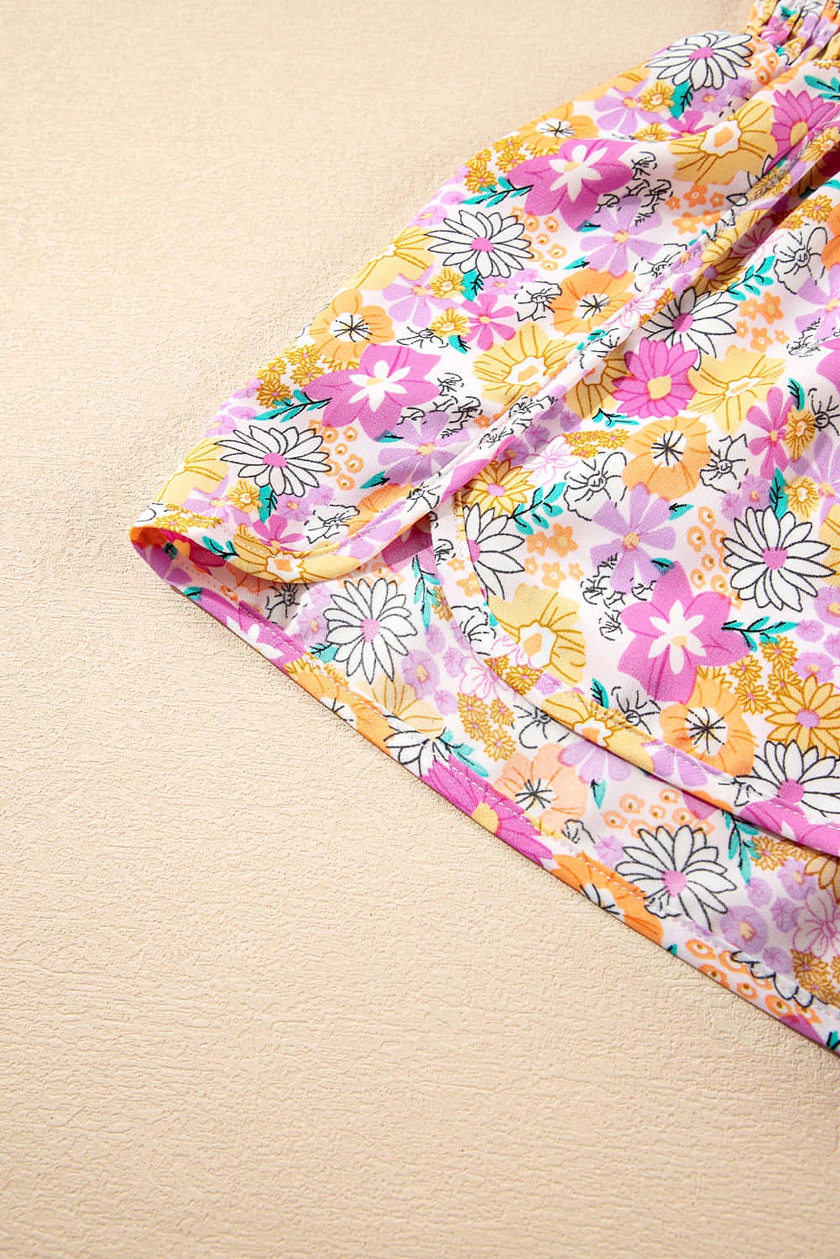 Pink Boho Floral Shirred High Waist Casual Shorts - enhanced image 8