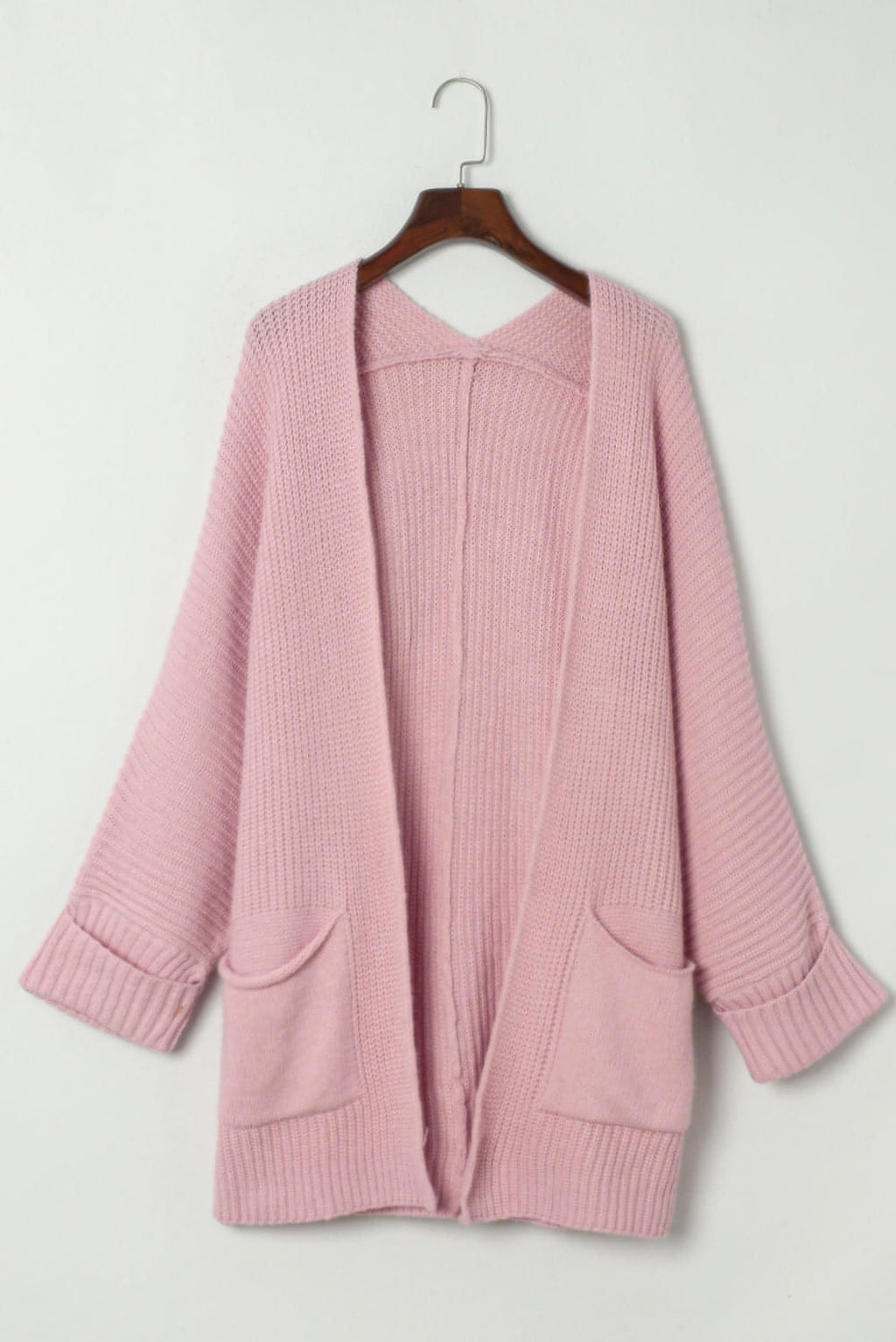 Pink Oversized Fold Over Sleeve Open Front Cardigan - enhanced image 8