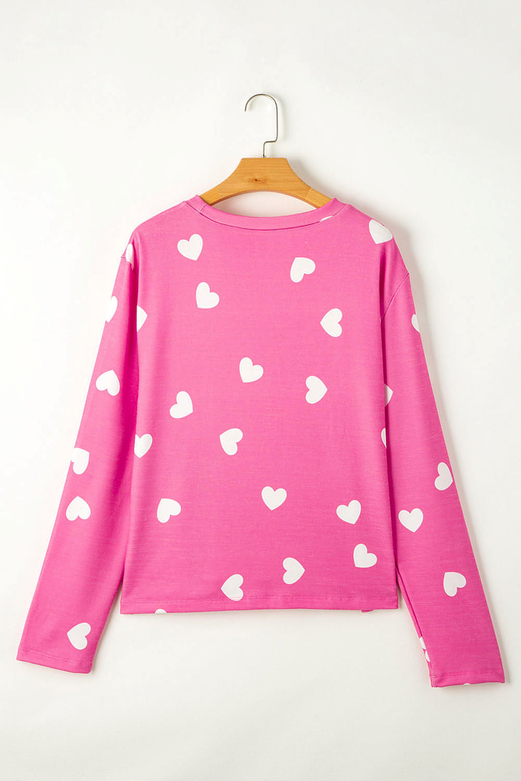 Pink Valentine Heart Print Long Sleeve Tee and Shorts Lounge Set - enhanced image 8