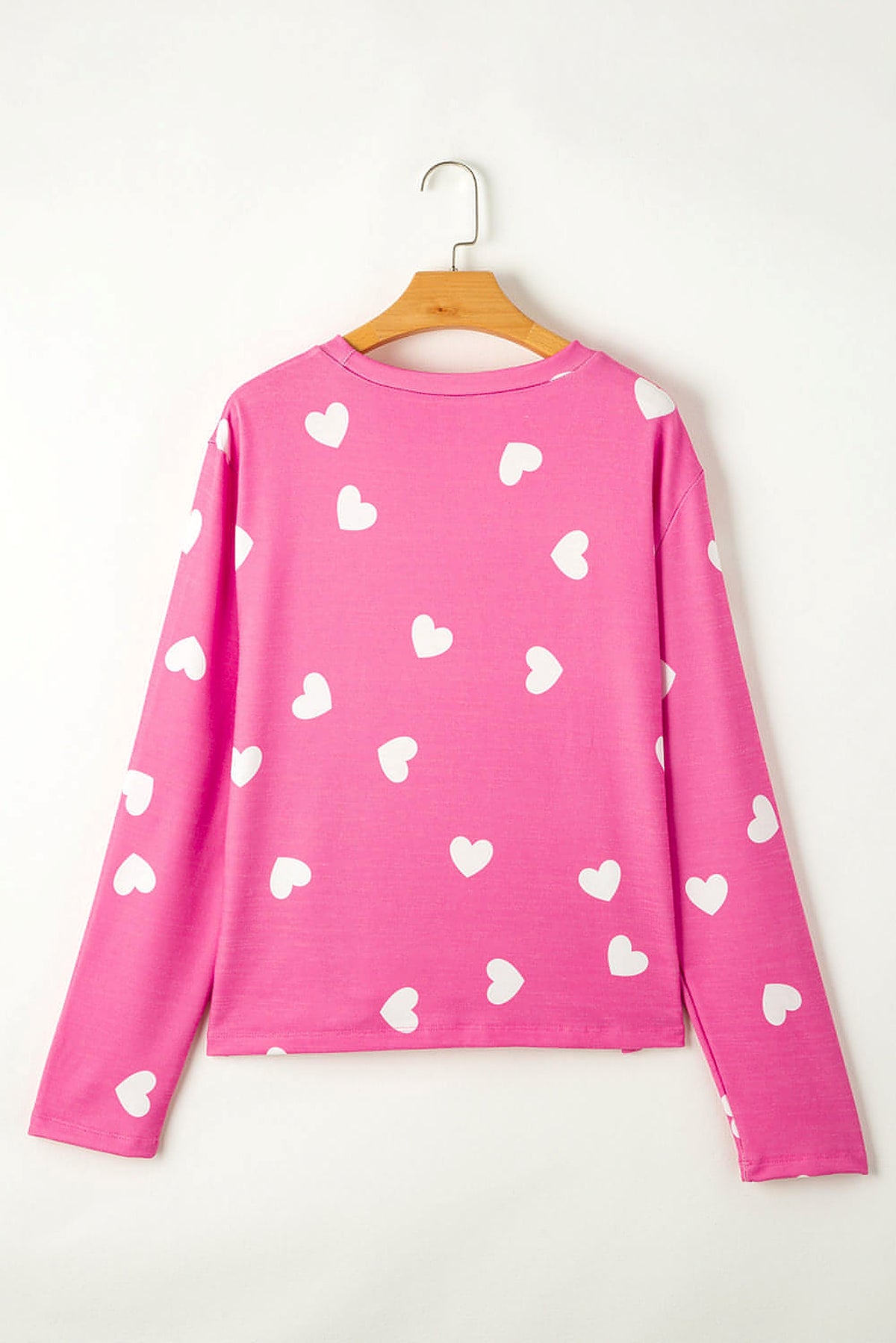 Pink Valentine Heart Print Long Sleeve Tee and Shorts Lounge Set - enhanced image 8