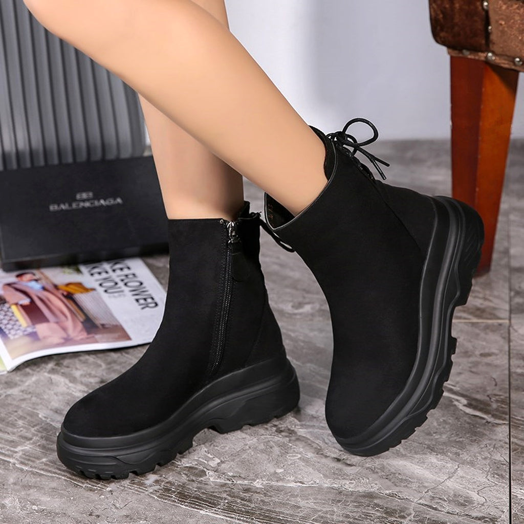 Platform rear lace-up boots - enhanced image 8
