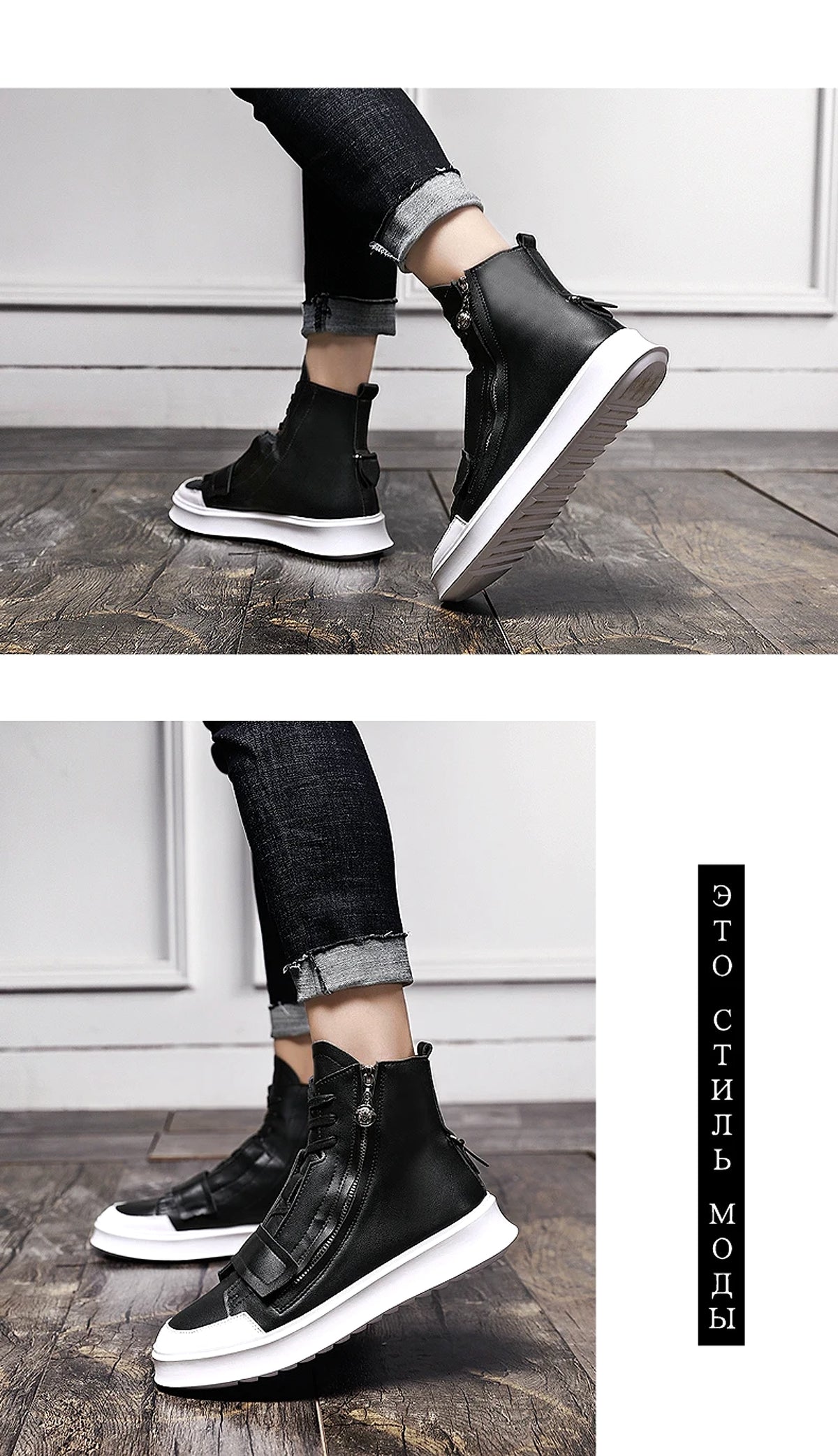PU leather Men Boots Winter Ankle Boots - enhanced image 8