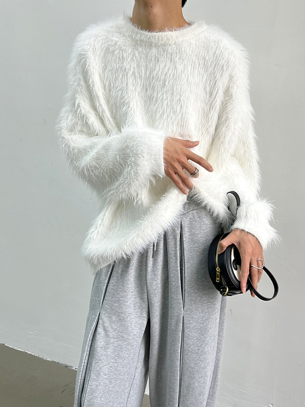 Pure Color All-matching Round Neck Pullover Thickened Mink Sweater Men - enhanced image 8