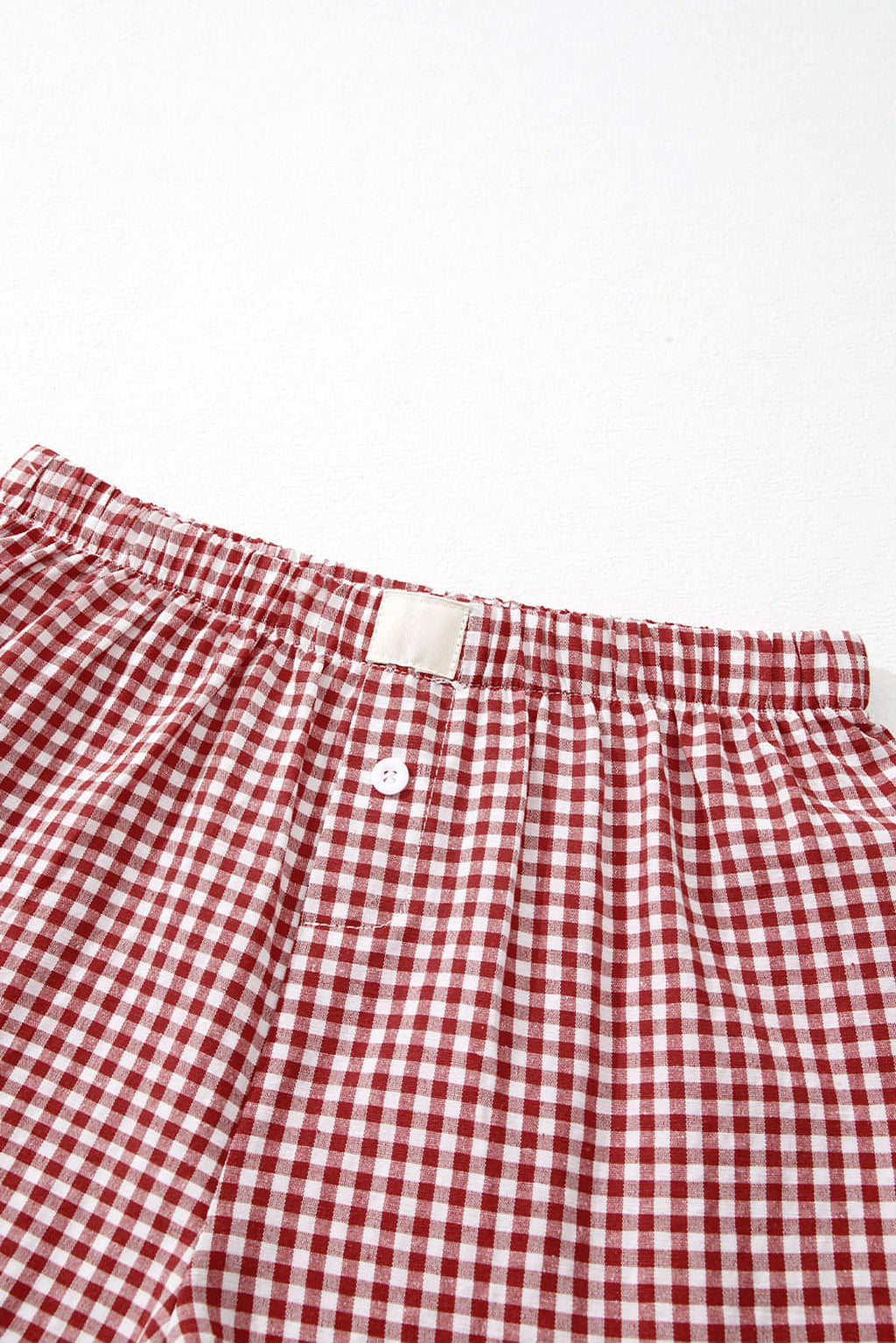 Red Plaid Gingham Printed High Waist Shorts - enhanced image 8