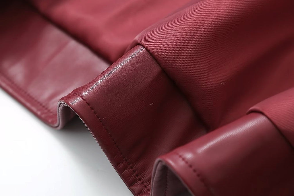 Retro Fashion Polo Collar Advanced PU Leather Jacket Coat - enhanced image 8