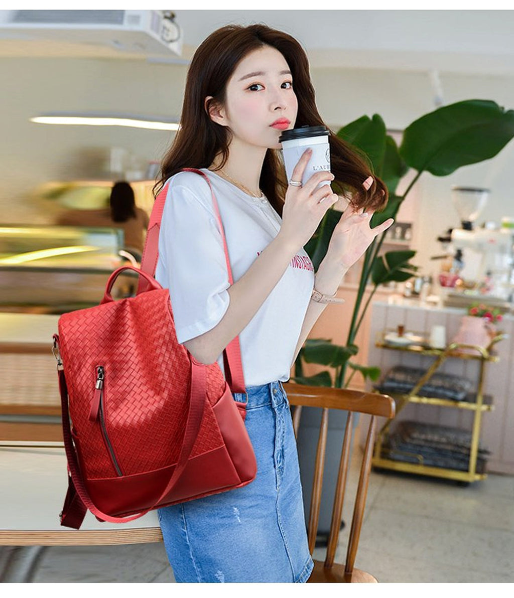 ALLFASHION™ – BohoMetro Woven Leather Backpack - enhanced image 8