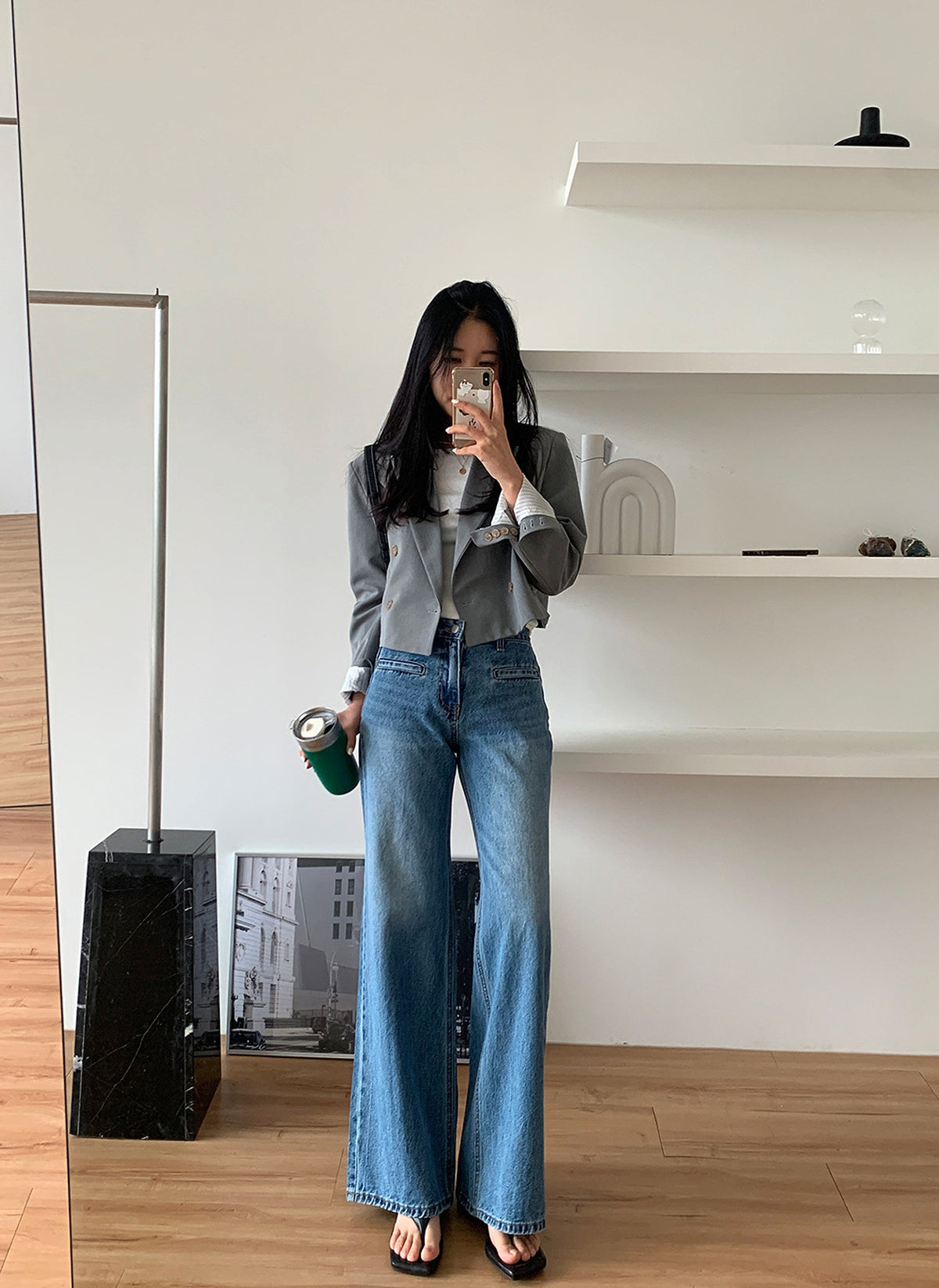 Retro High Waist Slimming Jeans Women - enhanced image 8
