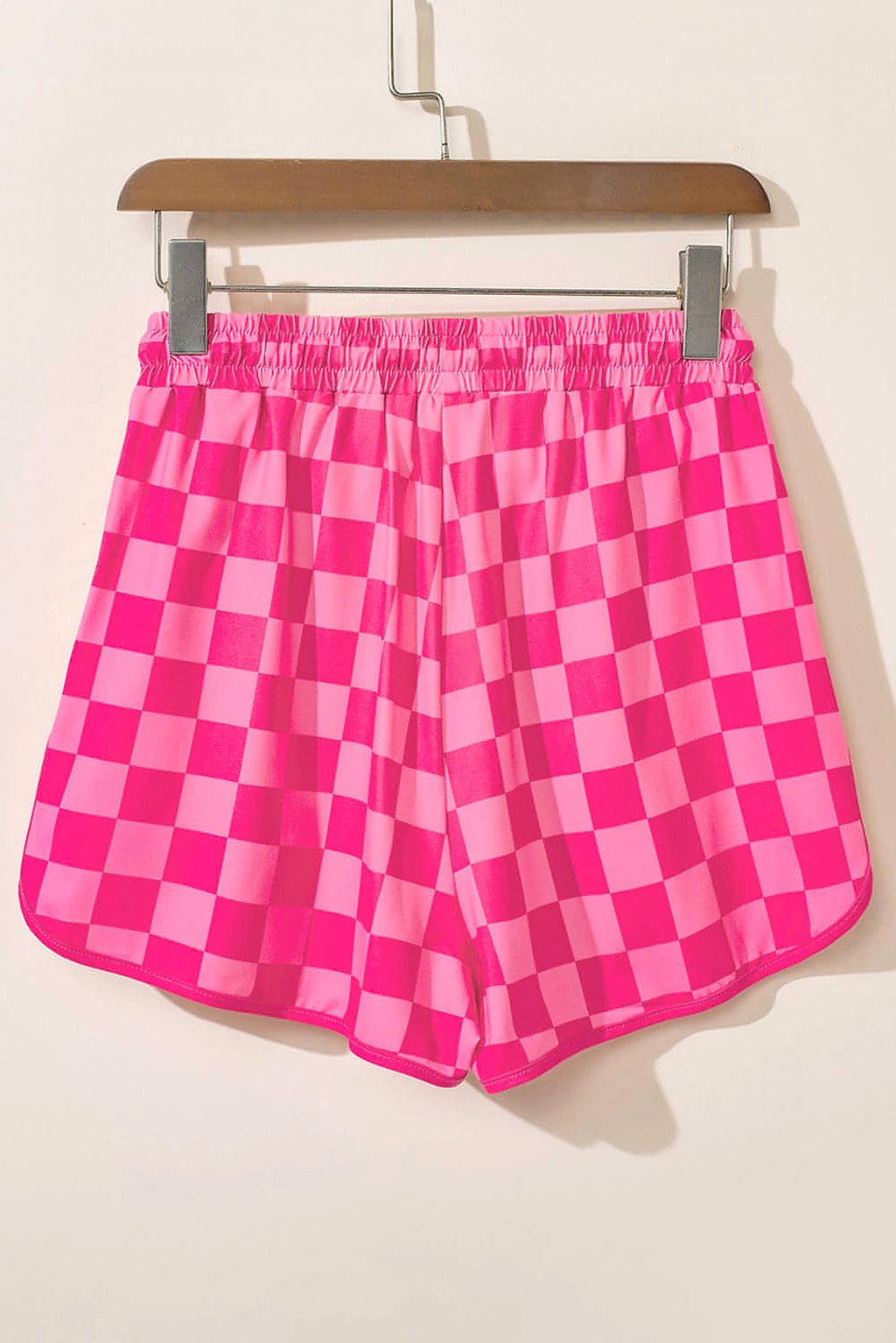 Rose Checkered Drawstring Elastic Waist Casual Shorts - enhanced image 8