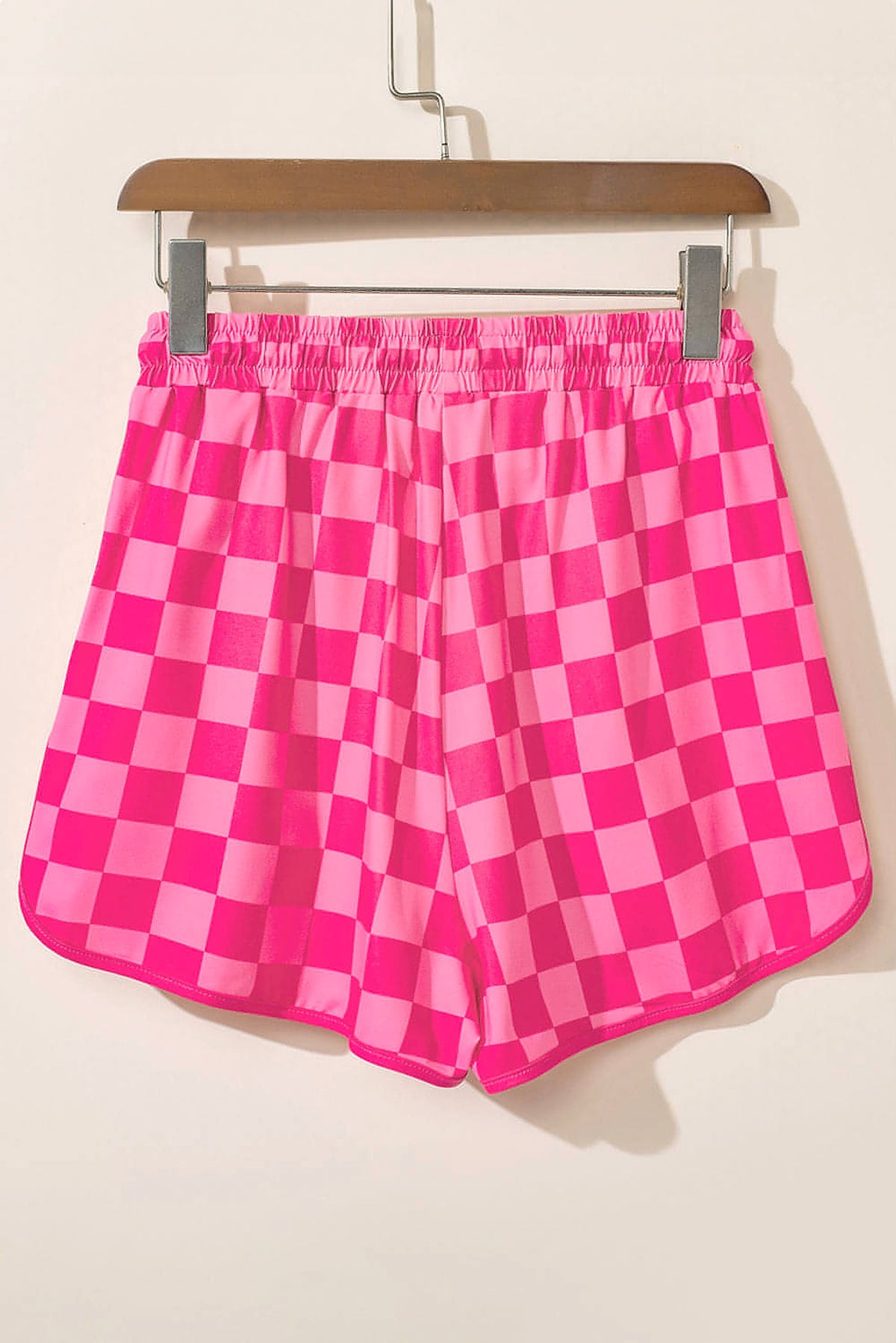 Rose Checkered Drawstring Elastic Waist Casual Shorts - enhanced image 8