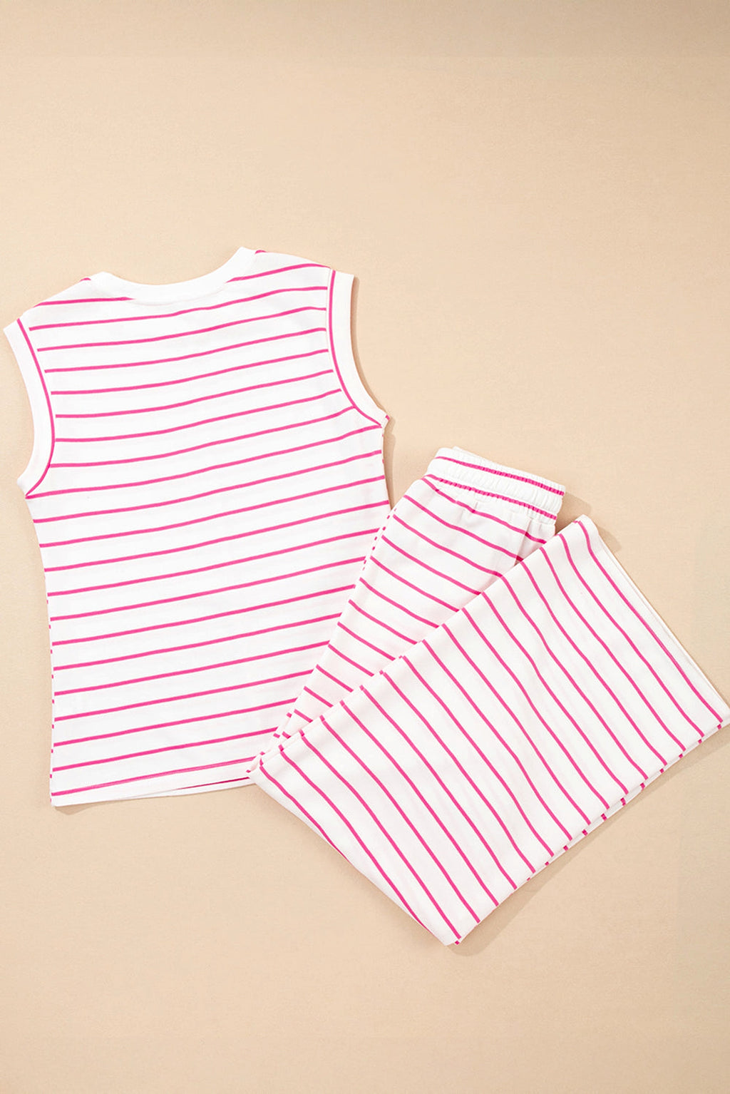 Rose Stripe Casual Wide Leg 2pcs Pants Set - enhanced image 8