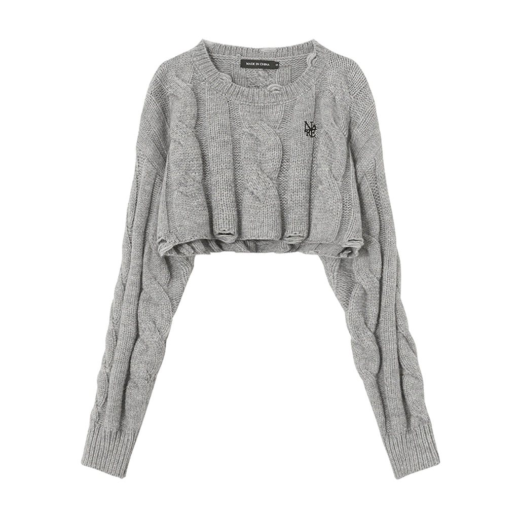 Short Long Sleeve Lazy Wind Pullover Knit Sweater Spice Girl Crew Neck Top Women - enhanced image 8