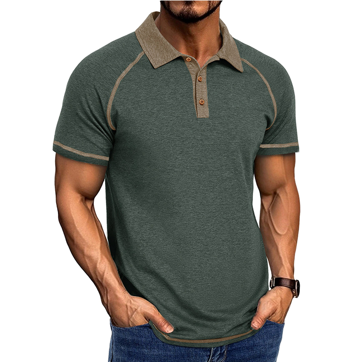 Short-sleeved Lapel T-shirt POLO Bottoming Shirt Men Clothing - enhanced image 8