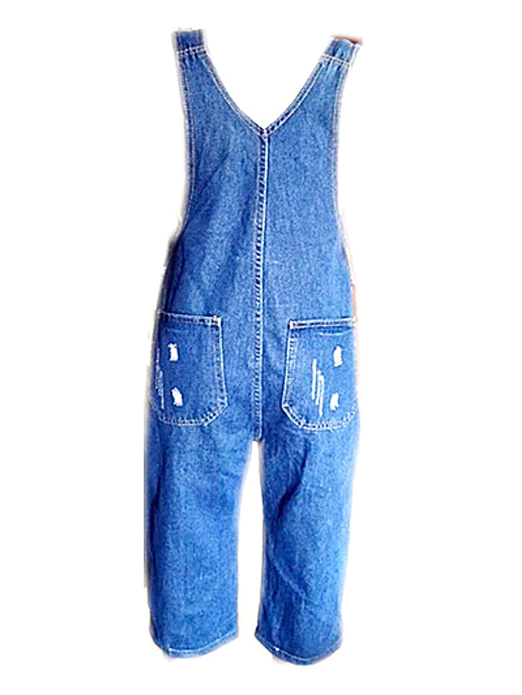Shredded denim jumpsuit overalls - enhanced image 8