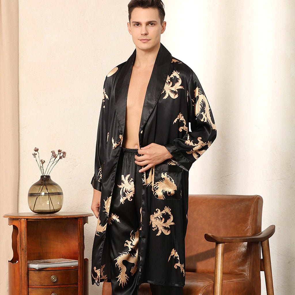 Silk Robe Pants Pajama Set - enhanced image 8