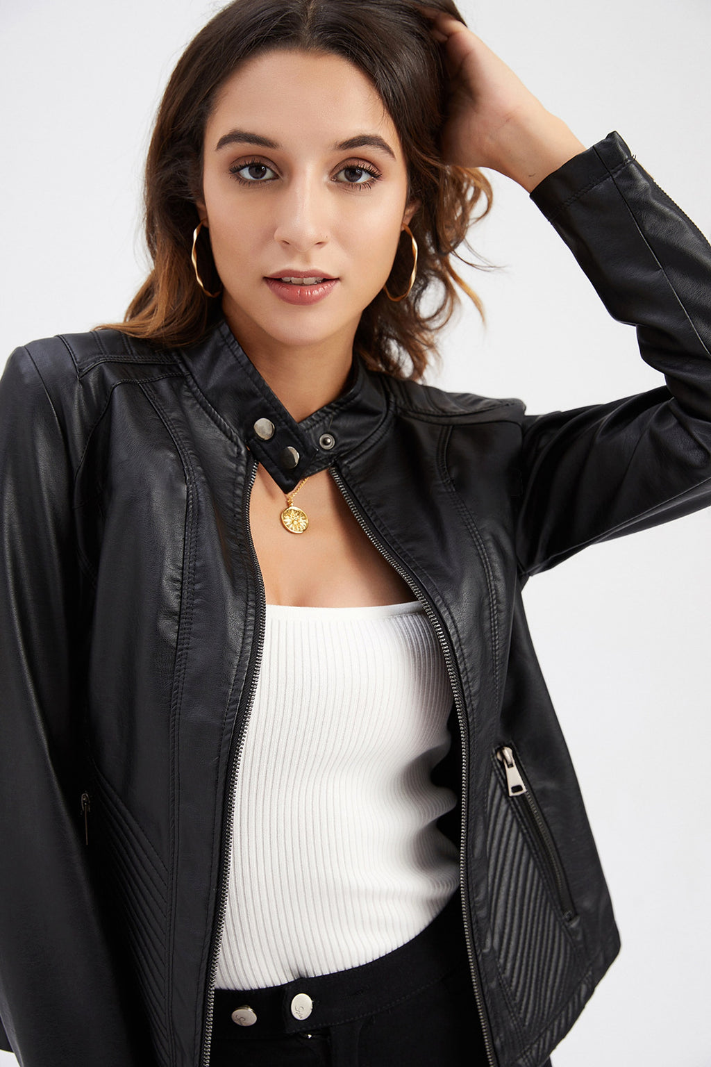 UrbanEdge™ PU Leather Jacket – Sleek Moto Edition - enhanced image 8
