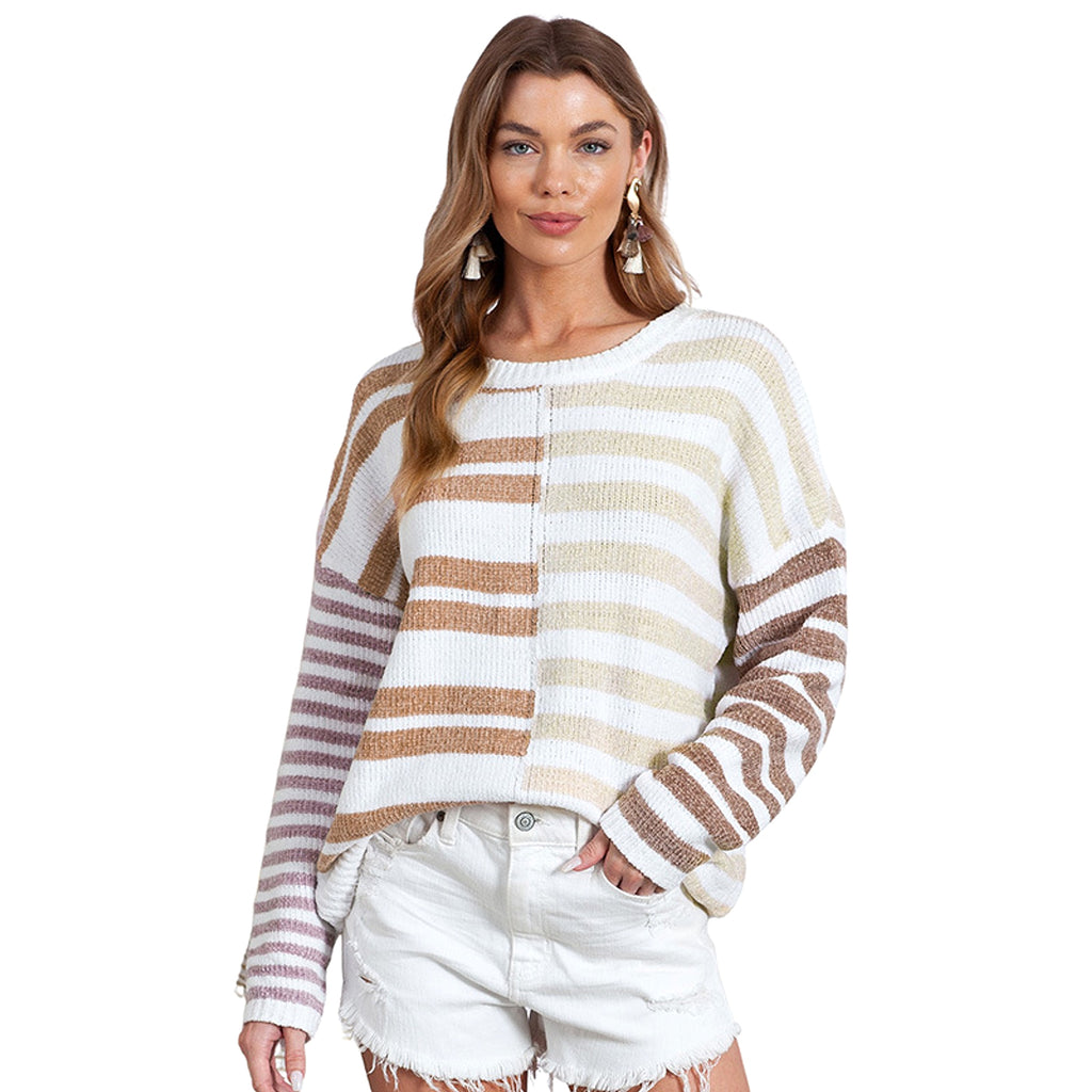 Simple Versatile Striped Printed Sweater For Women - enhanced image 8