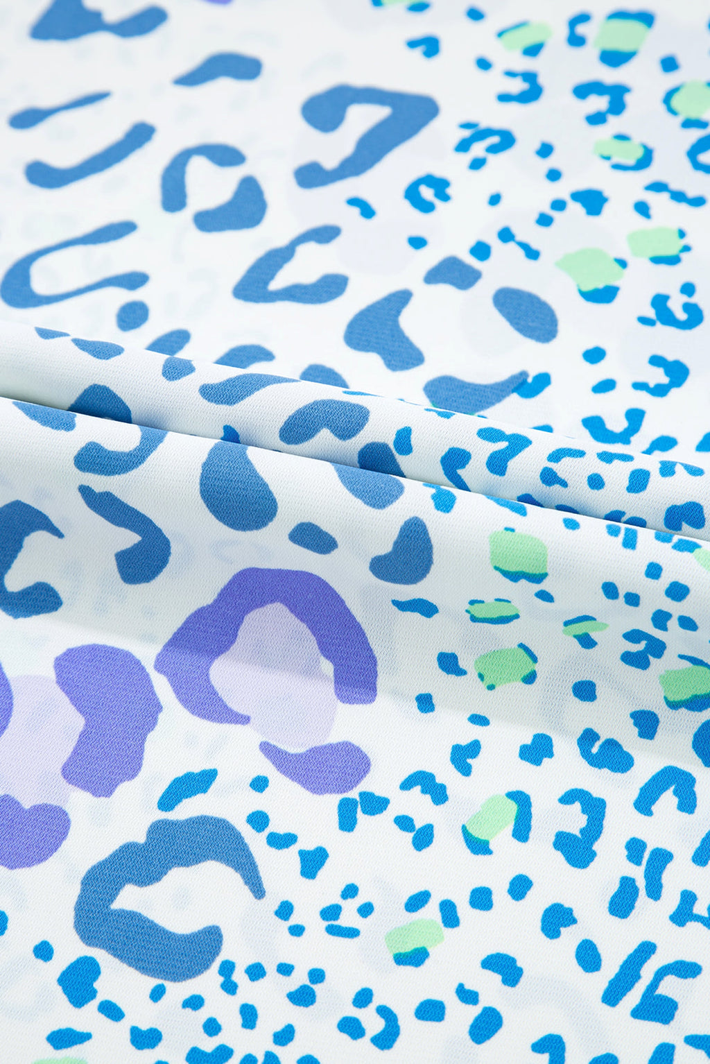 Sky Blue Leopard Print Short Sleeve V Neck Plus Size Top - enhanced image 8