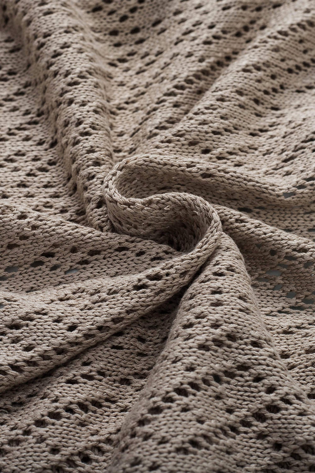 Smoke Gray Solid Color Pointelle Knit Open Front Cardigan - enhanced image 8