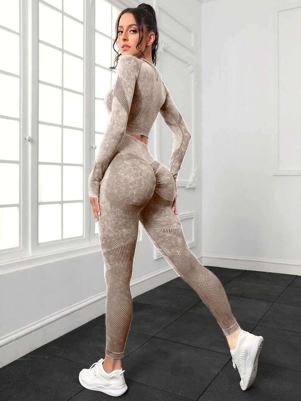 A.1 Sports Long Sleeve Fitness Yoga Leggings Pants Two-piece Set - enhanced image 8
