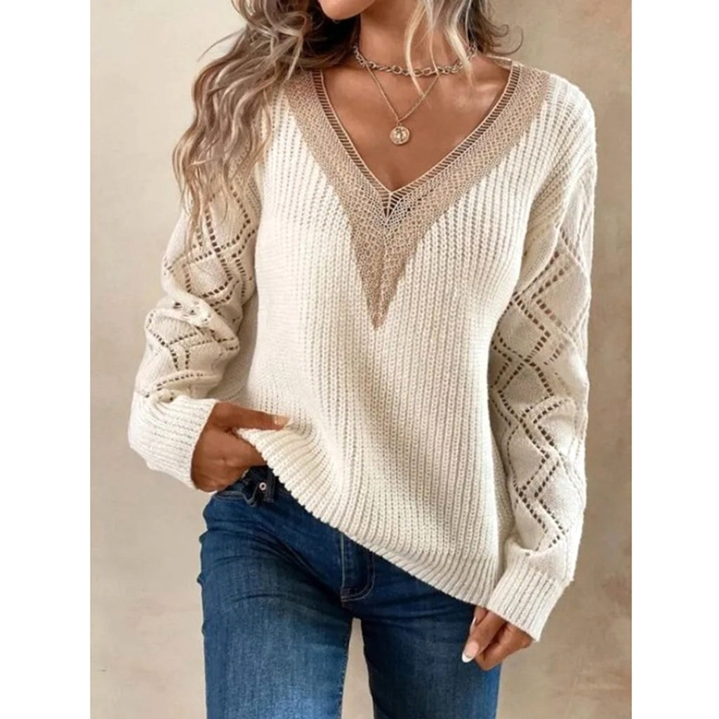 Spring And Autumn V-neck Sweater New Loose Casual Women - enhanced image 8