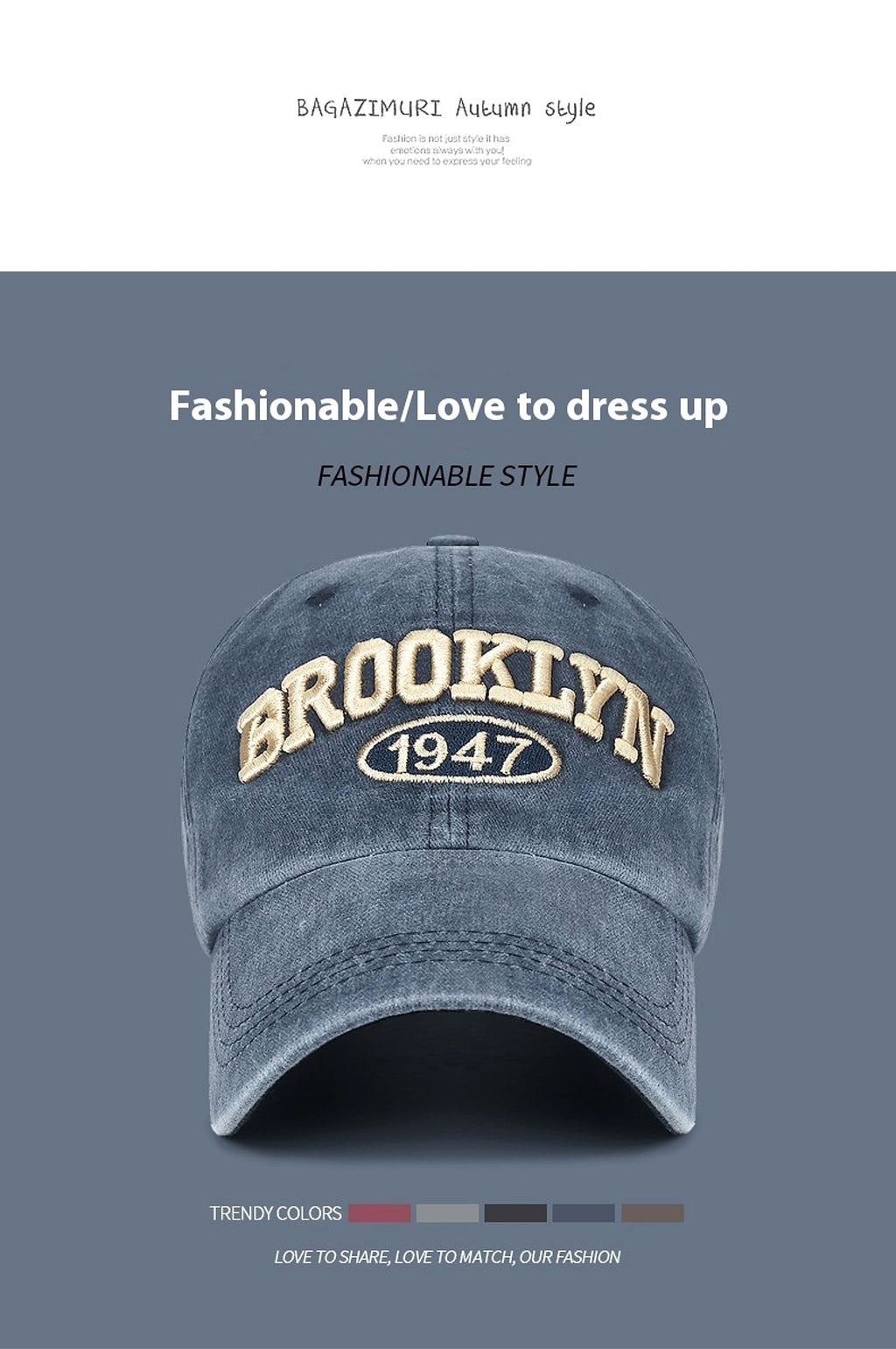 Spring And Summer Sun Protection Men's Retro Washed Letters Embroidered Peaked Cap - enhanced image 8