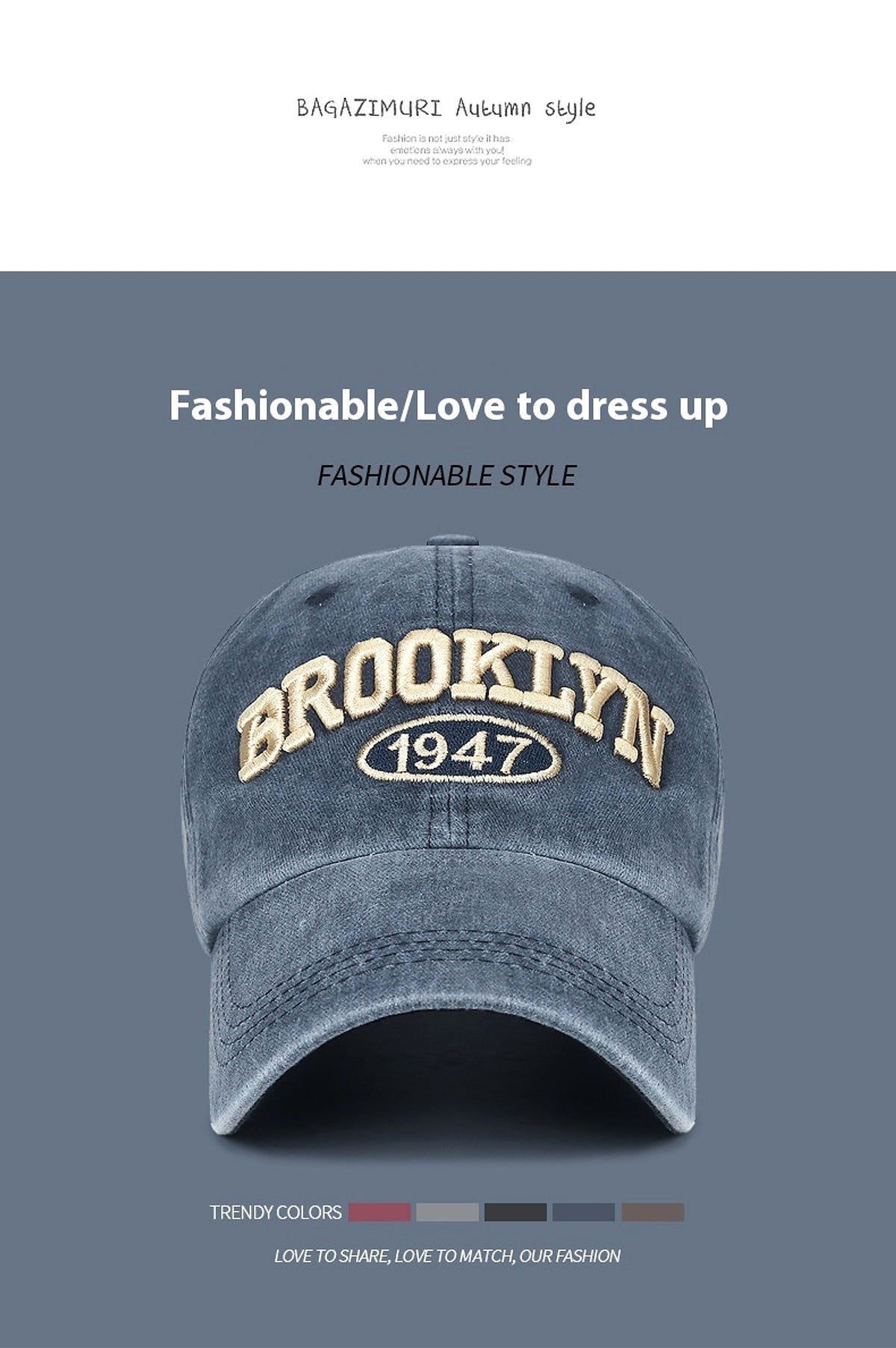 Spring And Summer Sun Protection Men's Retro Washed Letters Embroidered Peaked Cap - enhanced image 8