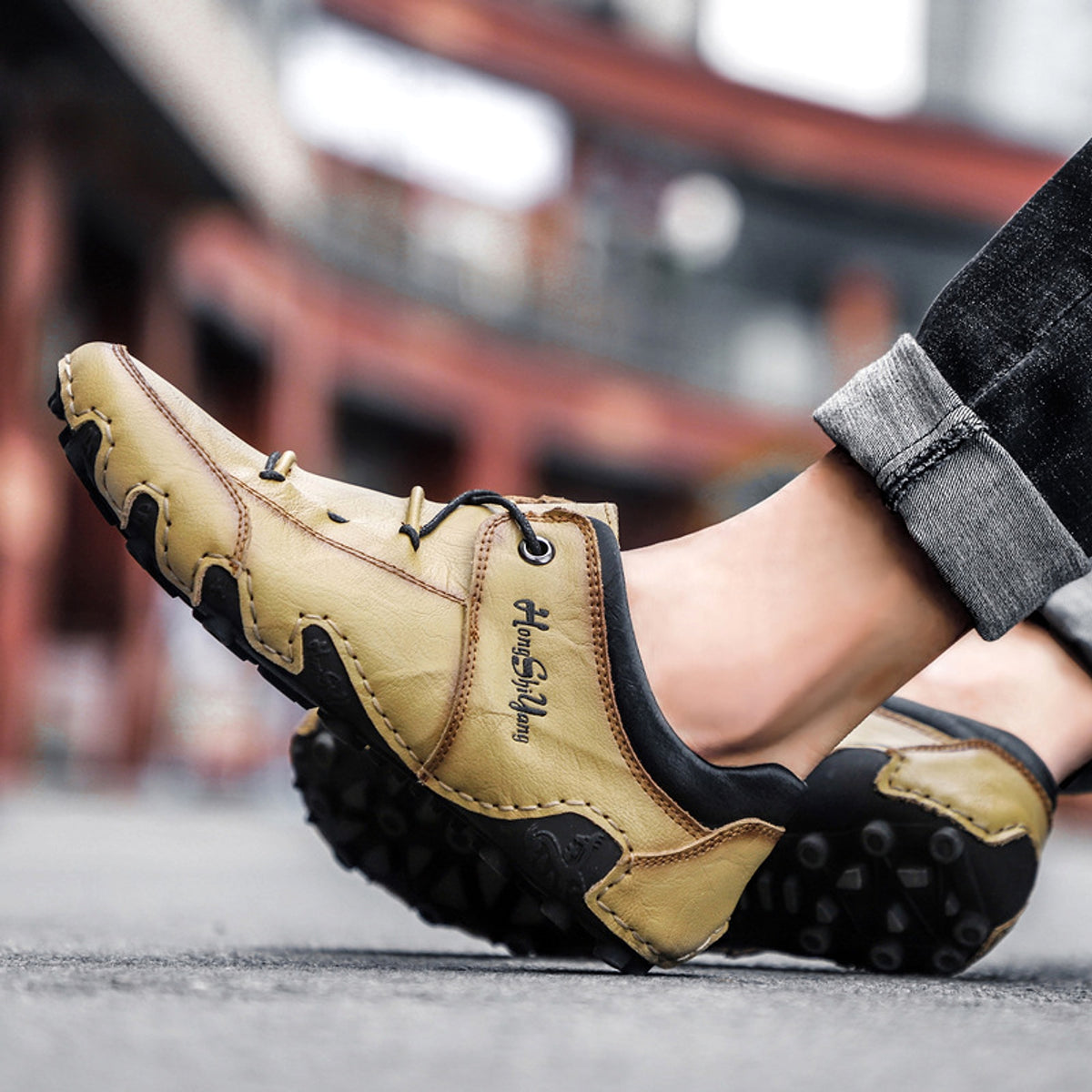 Spring New Men's Large Size Casual Leather Shoes Trend Hand-sewn Bottom - enhanced image 8