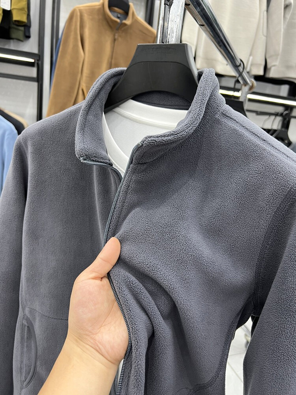 Stand Collar Zipper Thermal Polar Fleece Men's Coat - enhanced image 8