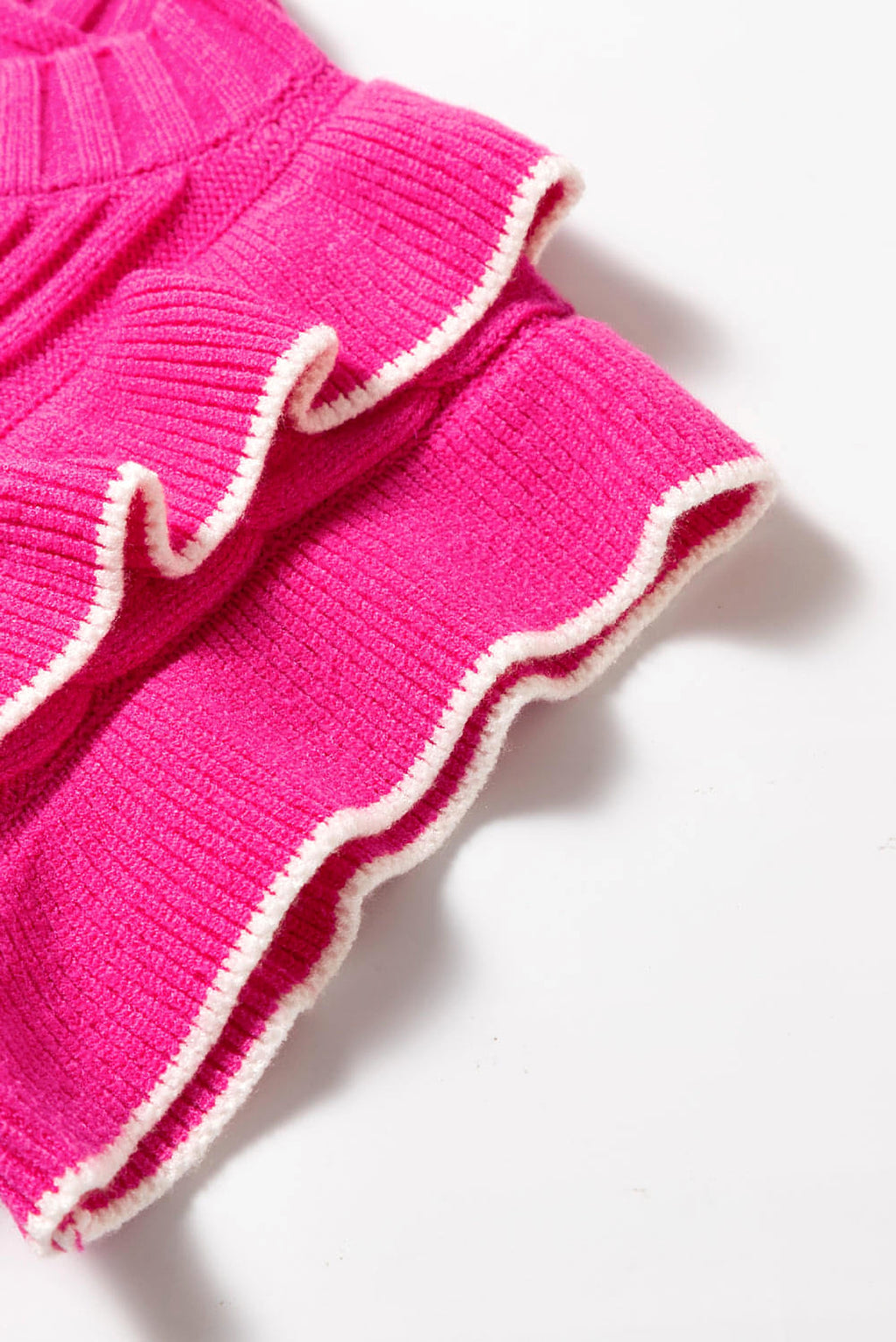 Strawberry Pink Textured Knit Ruffled Mock Neck Sweater Tank - enhanced image 8