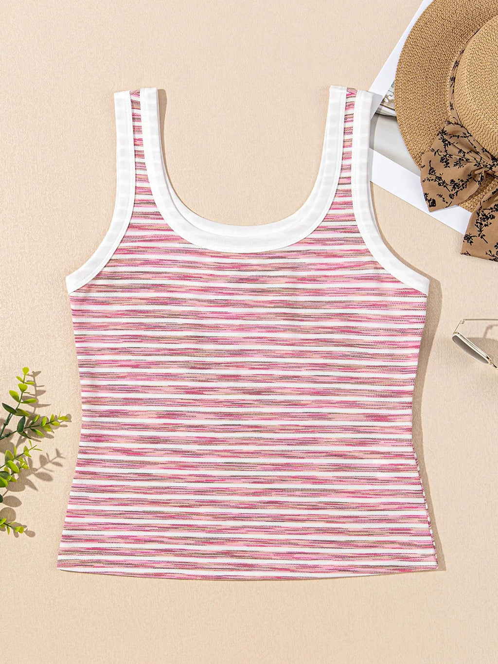 Striped Scoop Neck Tank Top - enhanced image 8