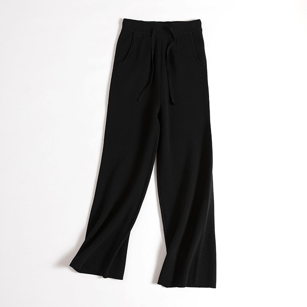 Thick Version Soft Glutinous Wool Drawstring High Waist Straight Wide Leg Pants - enhanced image 8