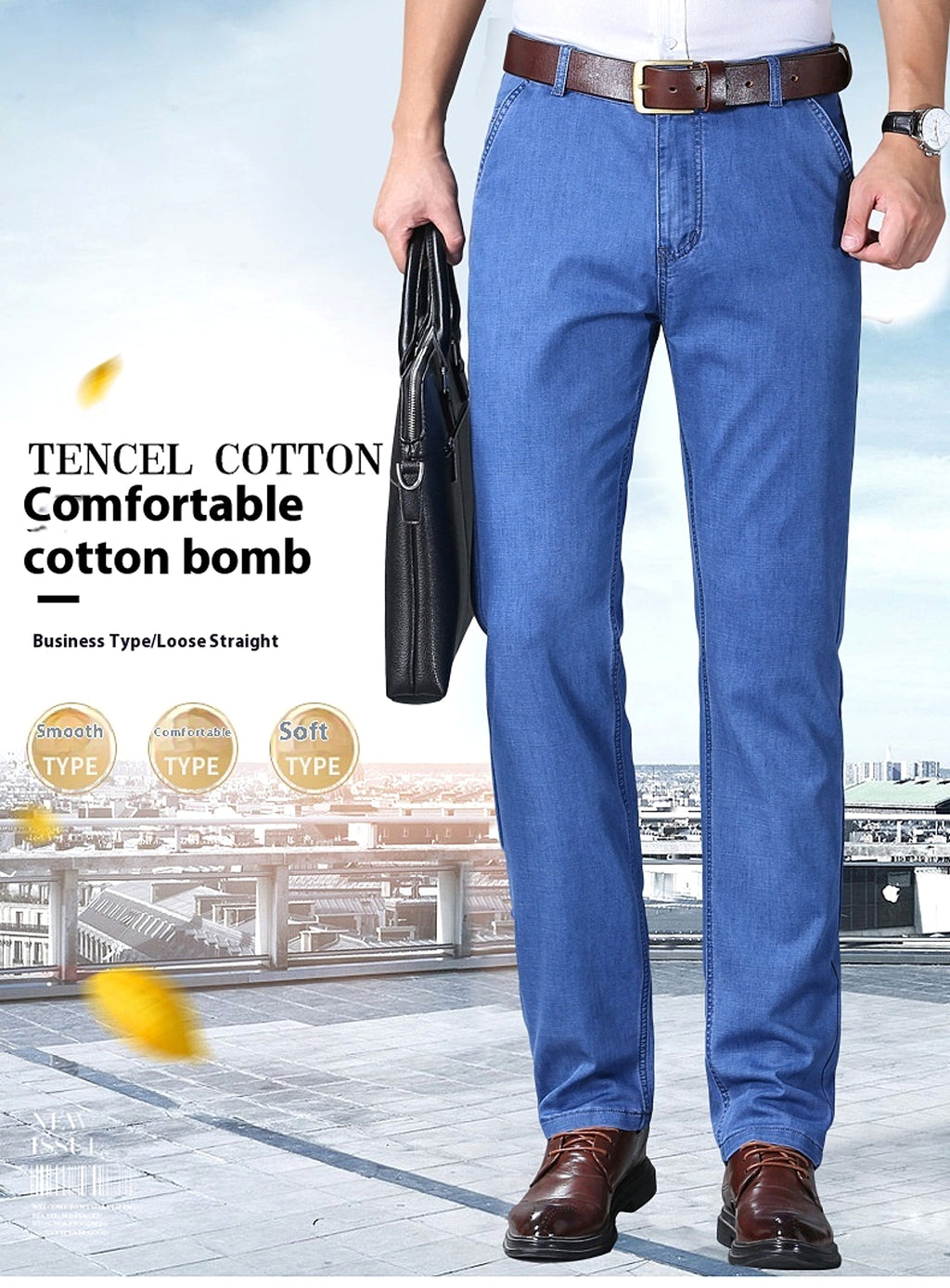 Thin Summer Cotton Elastic Ice Silk Quality Mid-high Waist Jeans - enhanced image 8