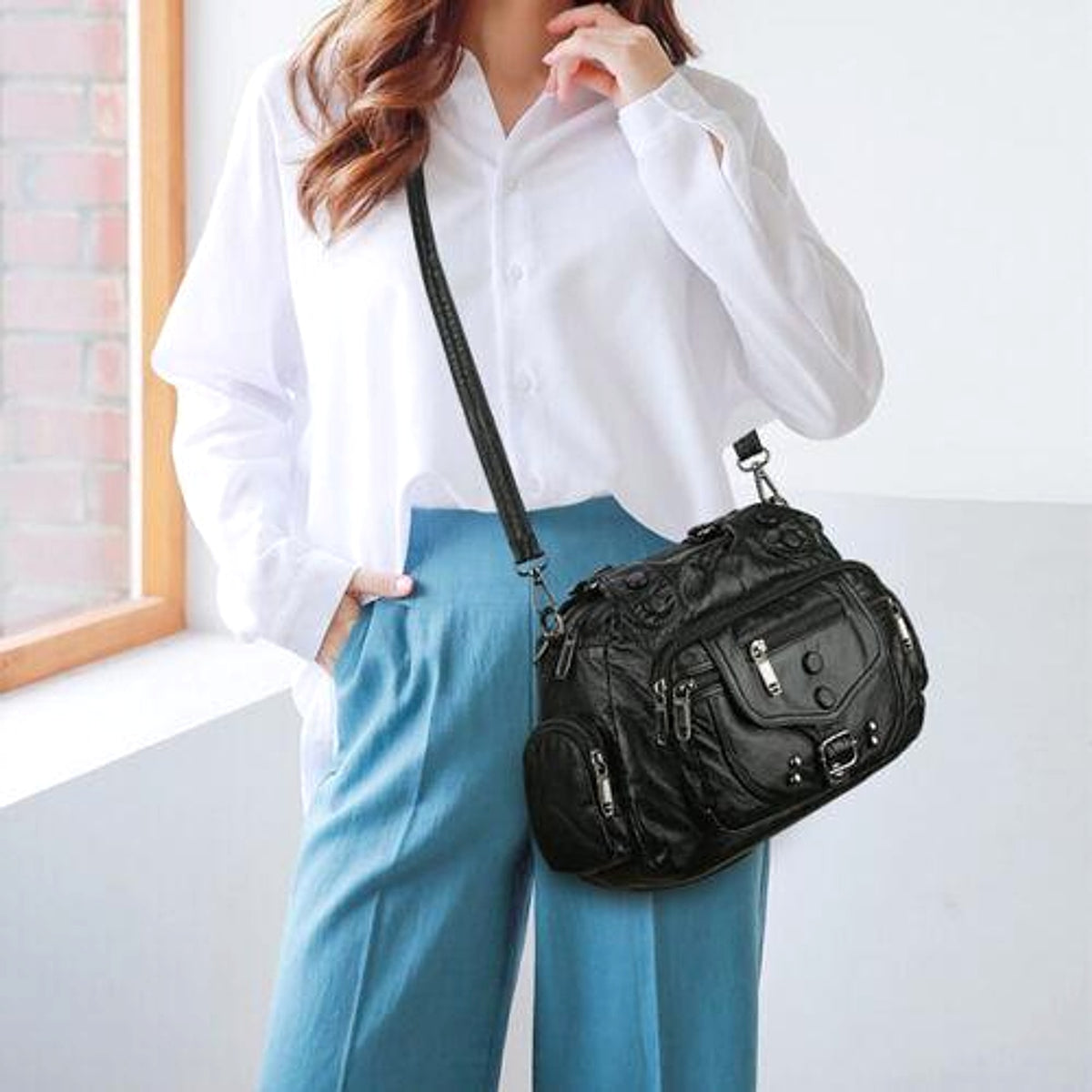 VALENZIA™ Vintage Leather Canvas Bag - enhanced image 8