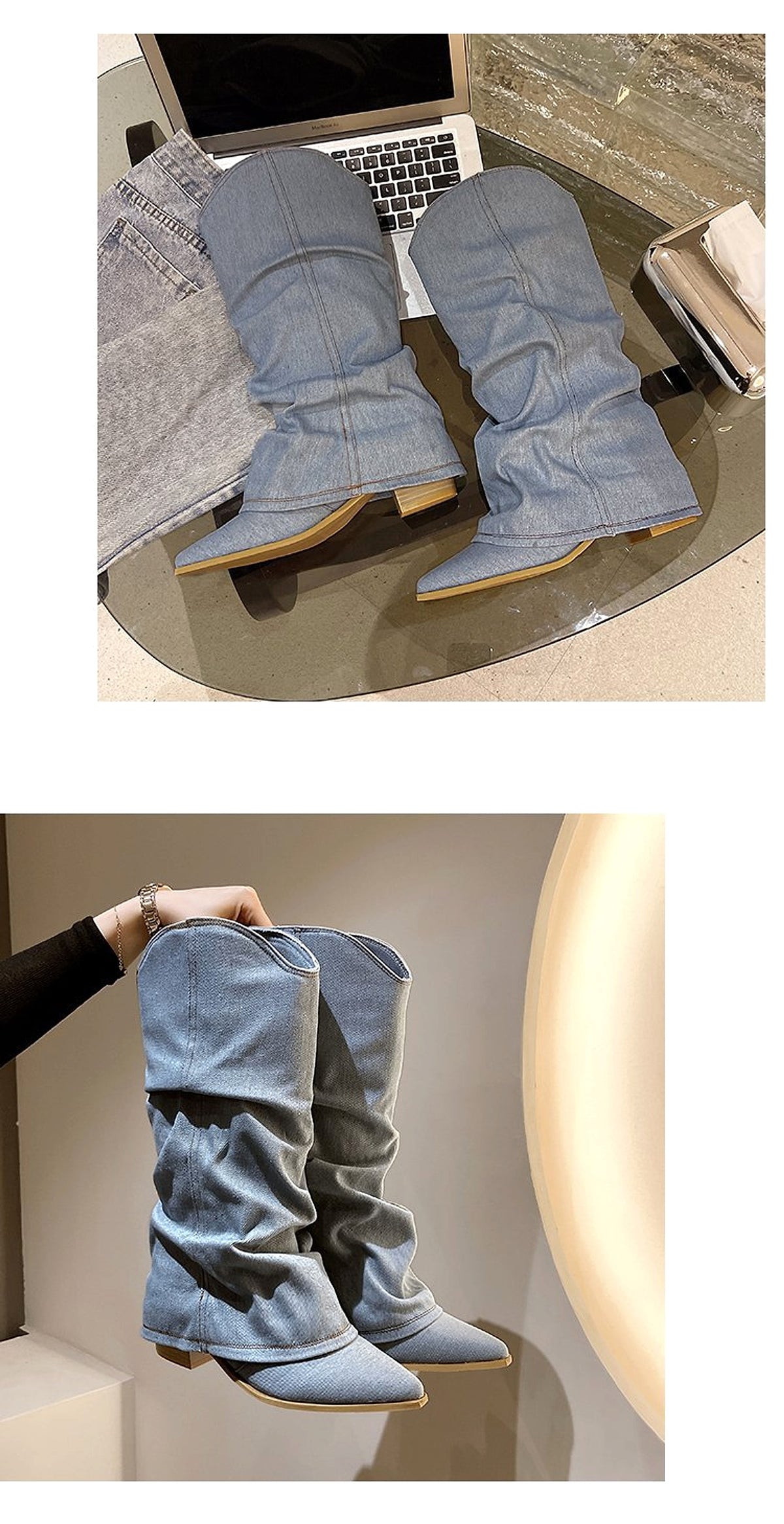 Velvexa™ – High Heel Denim Stretch Boots - enhanced image 8