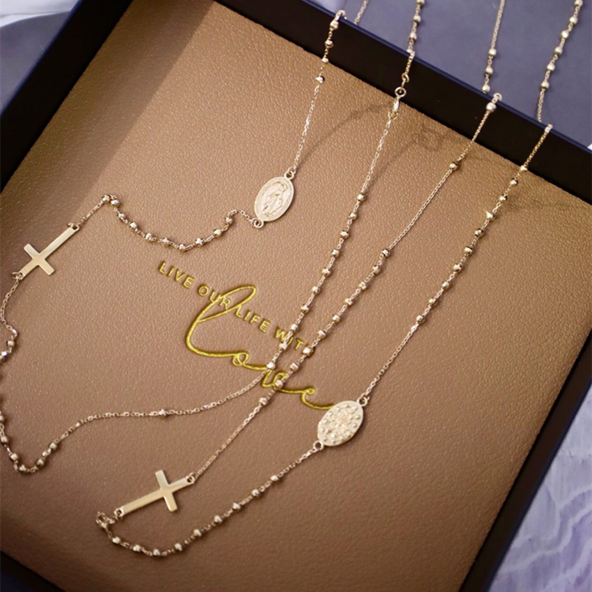 Vintage Cross 18K Gold Necklace Bracelet - enhanced image 8