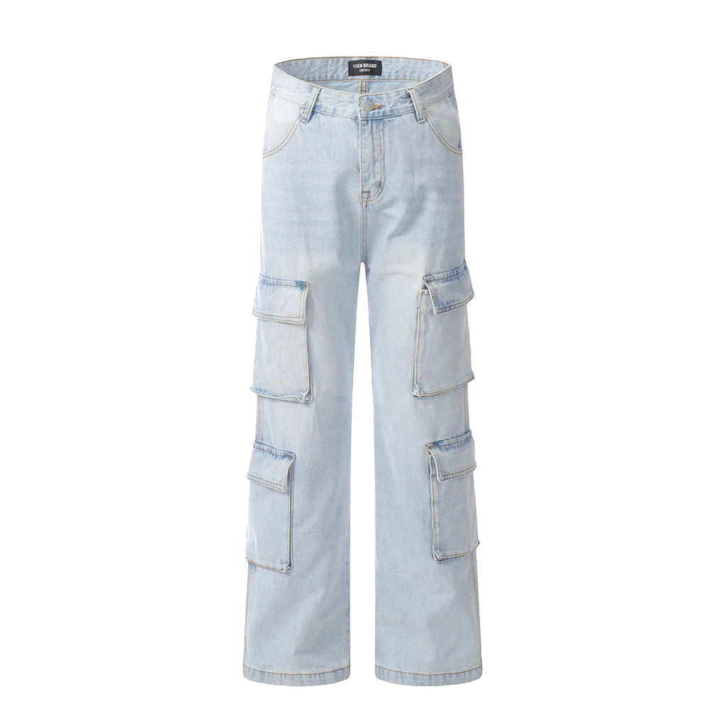 Wash Light Color Cargo Jeans Men - enhanced image 8