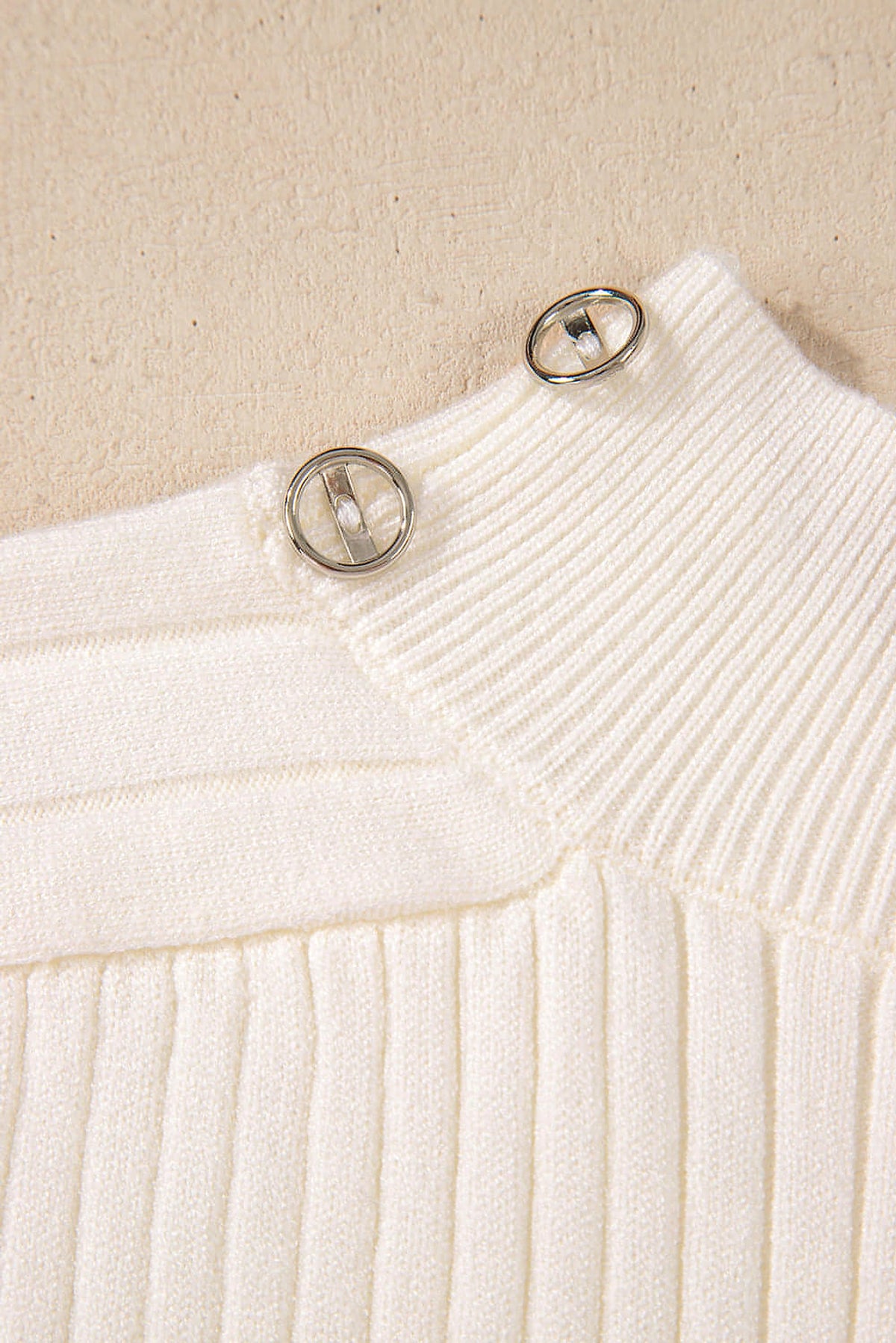 White Ribbed Knit High Neck Sweater Vest - enhanced image 8