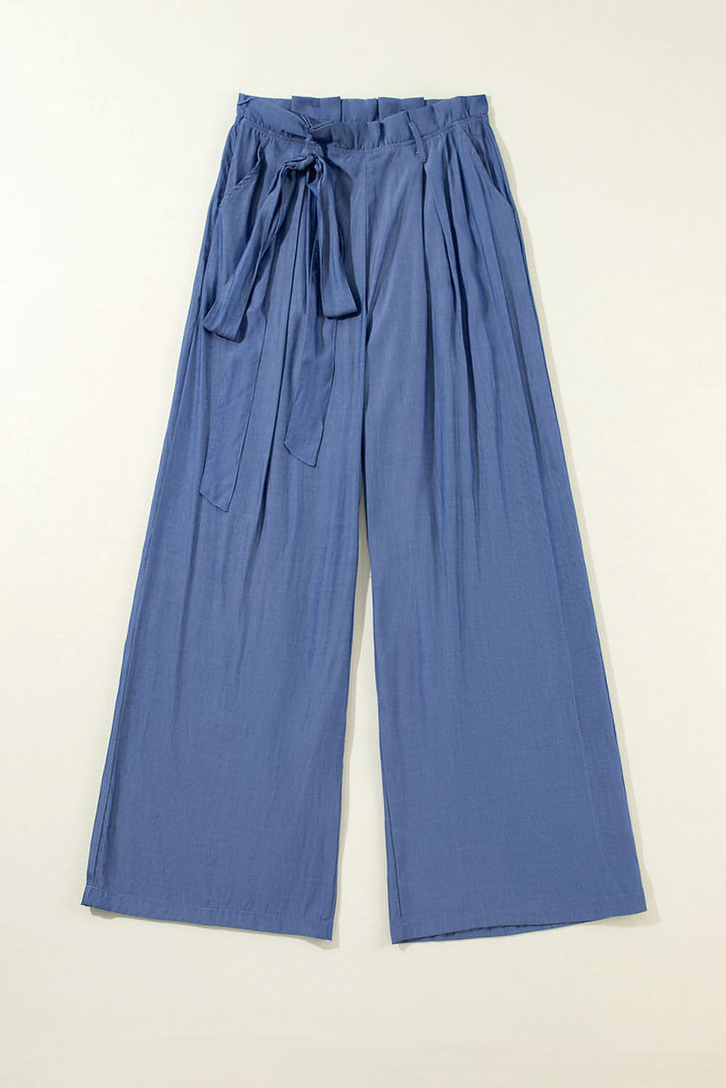 Wild Wind Belted Frilly Waist Wide Leg Loose Pants - enhanced image 8