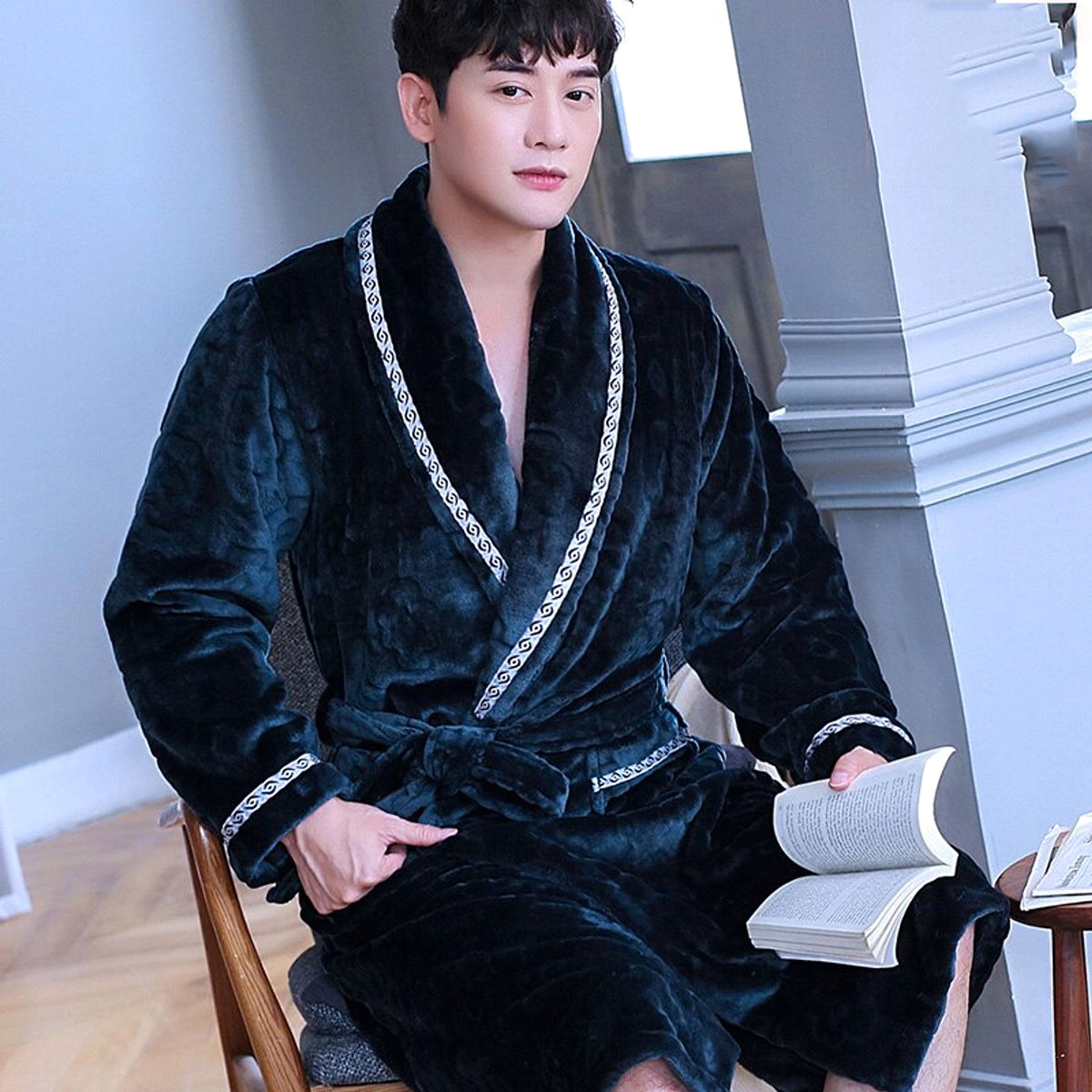 Winter Bathrobe Coral Fleece Couple Pajamas - enhanced image 8