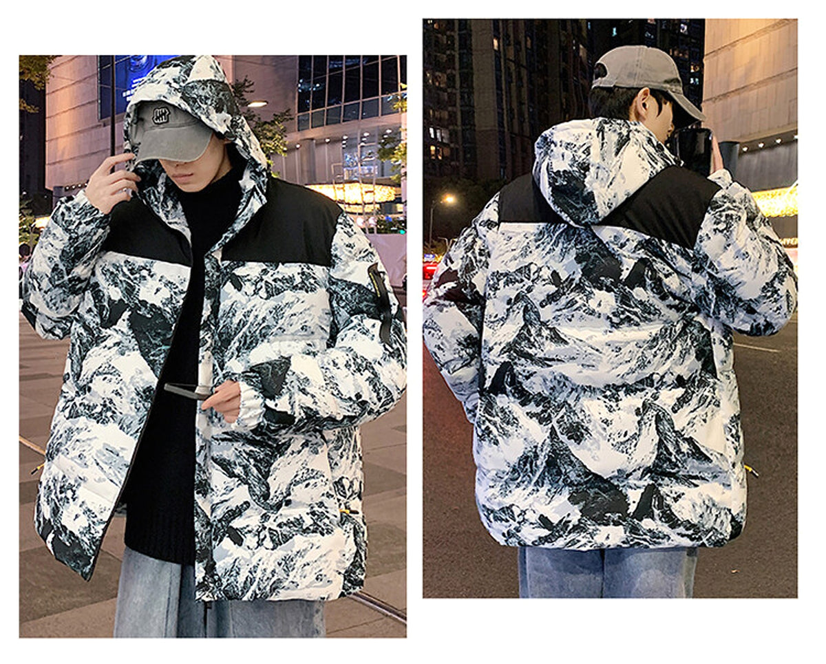 Winter Men's Camouflage Hooded Down Cotton Jacket - enhanced image 8