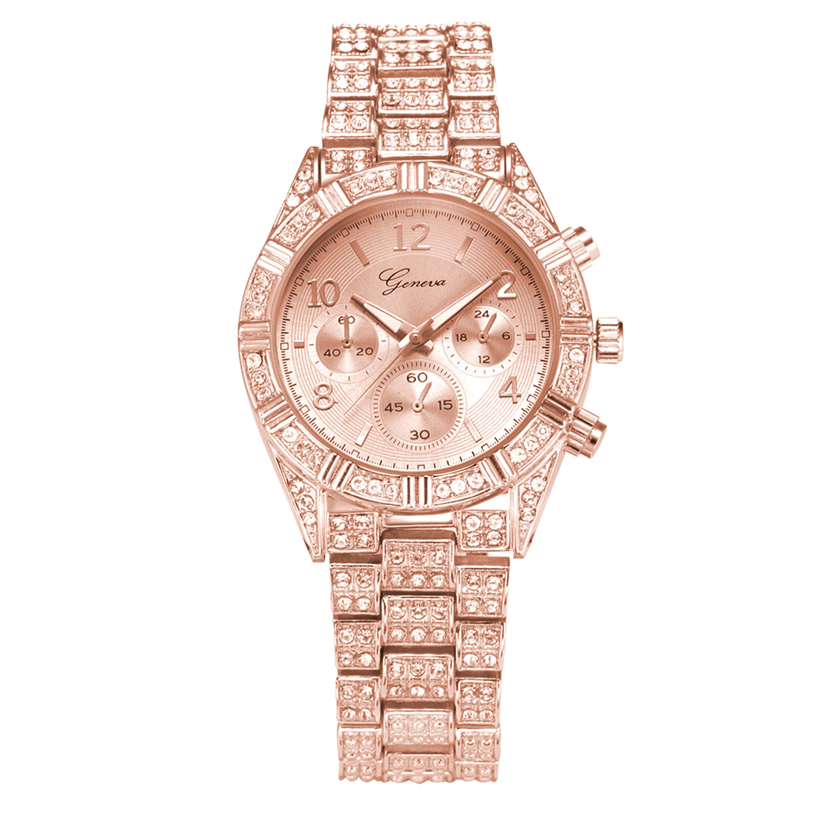 LunaGeneva™ – Rose Gold Crystal Iced-Out Quartz Watch Women - enhanced image 8
