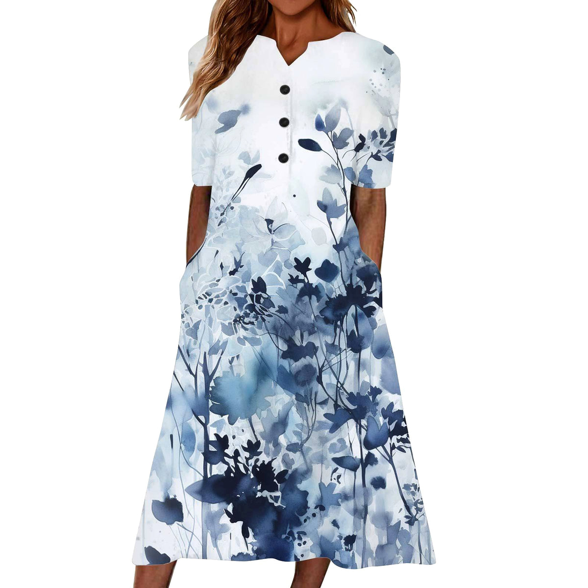 Women’s Summer Midi Dress – Casual, Light & Pocket-Ready - enhanced image 8