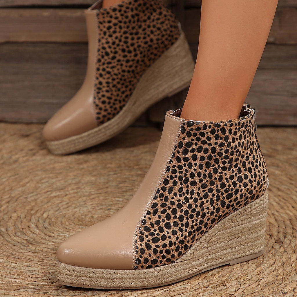 Women's Color-block Wedge Boots - enhanced image 8