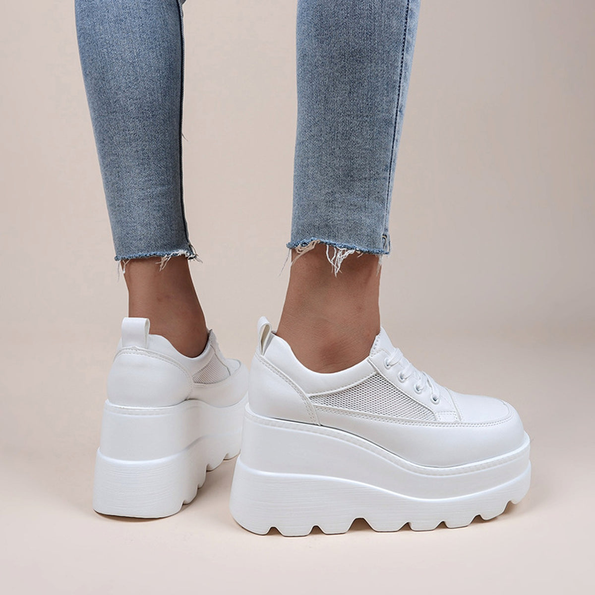 Women's Fashion Lace-up Thick Bottom Casual Daddy Shoes - enhanced image 8