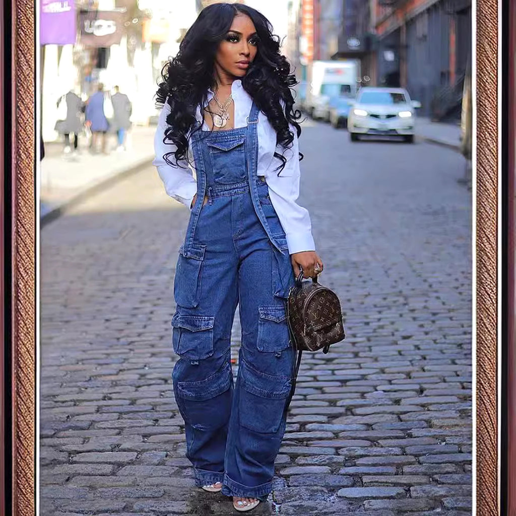 Women's Fashion Loose Denim Jumpsuit - enhanced image 8