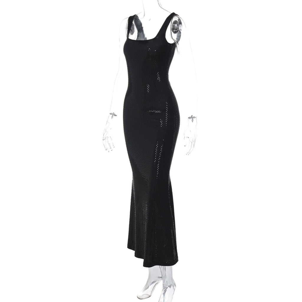 Women's Low-cut U-neck Sequin Hot Drilling Hip Spaghetti Straps Dress - enhanced image 8