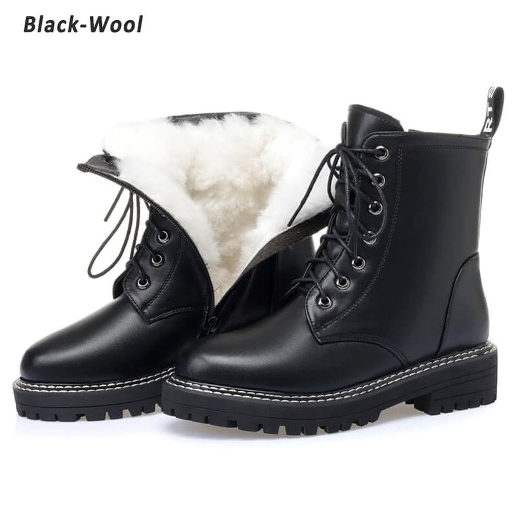 Women's mid-heel platform leather short boots - enhanced image 8