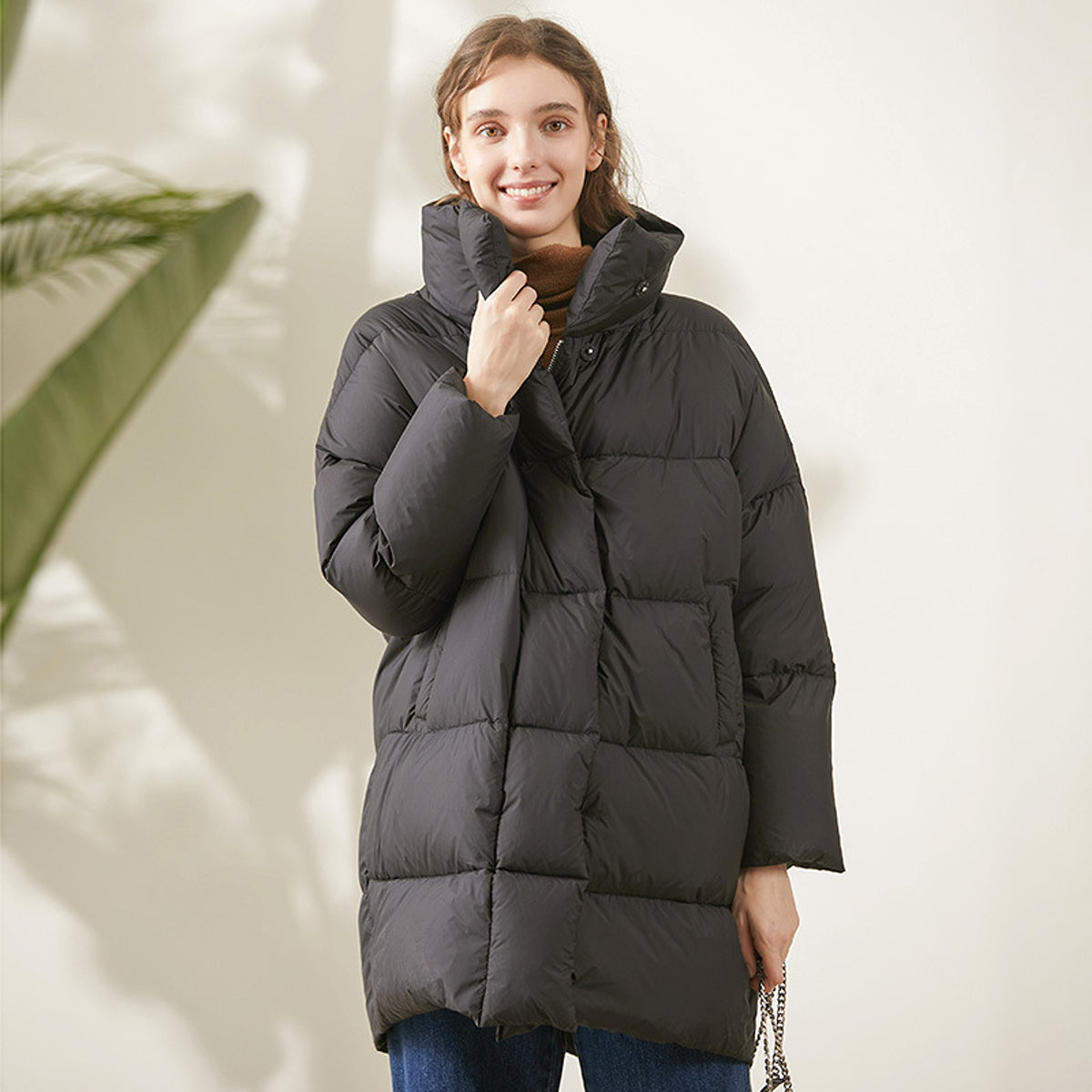 Women's Mid-Length Down Jacket – Ultra Warm with Stand Collar - enhanced image 8