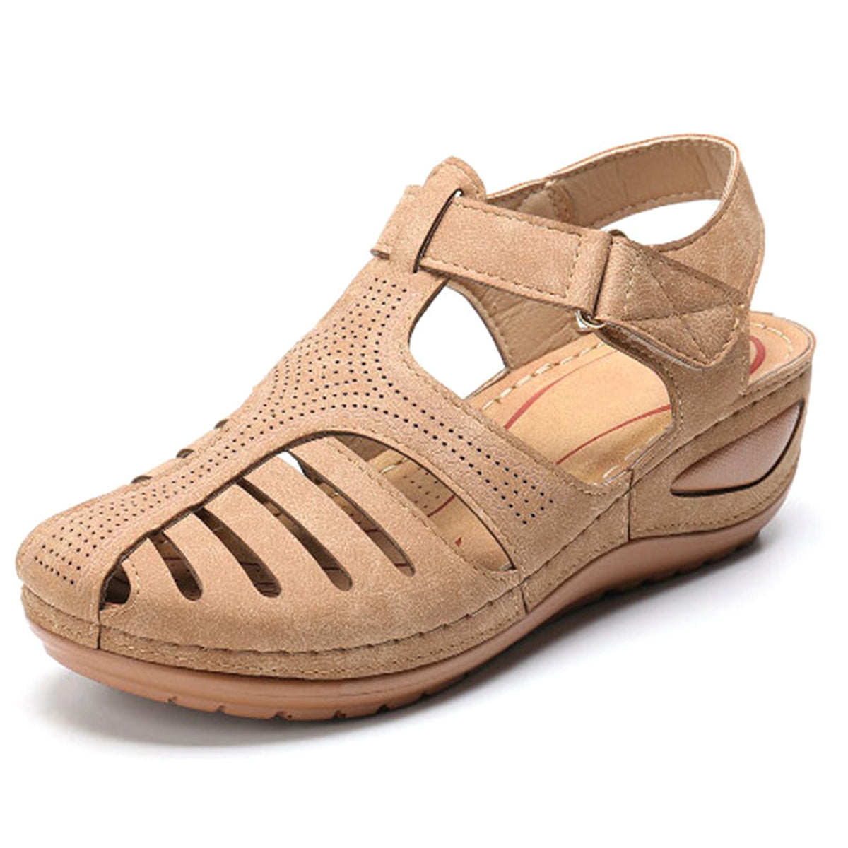 Women's Plus Size Retro Sandals Round Toe Wedge Sandals - enhanced image 8